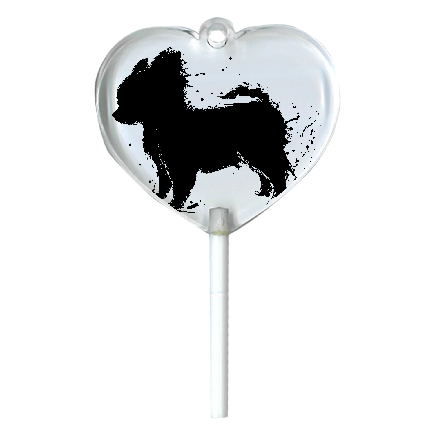 墨絵のチワワのシルエット ハートキャンディアクリルチャーム