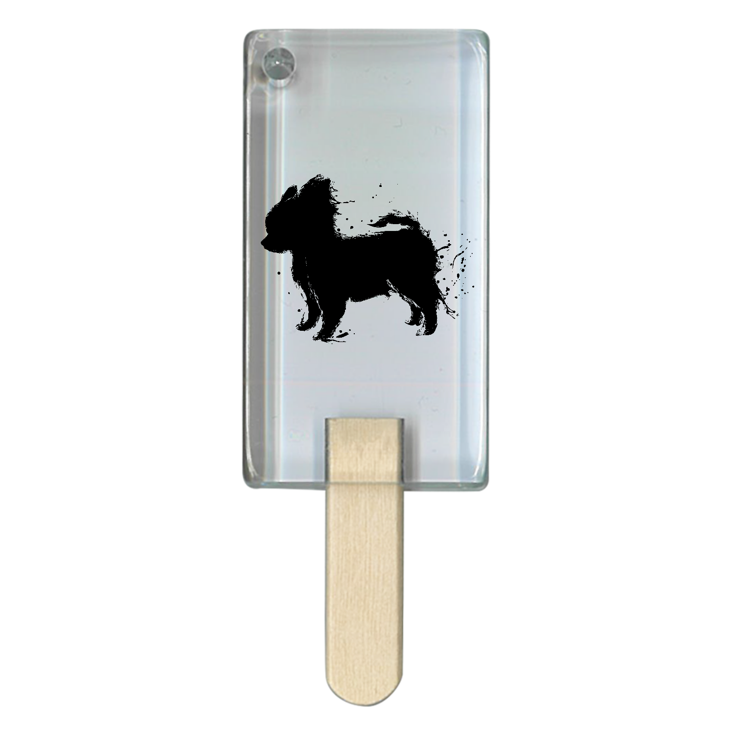 墨絵のチワワのシルエット アイス型アクリルチャーム