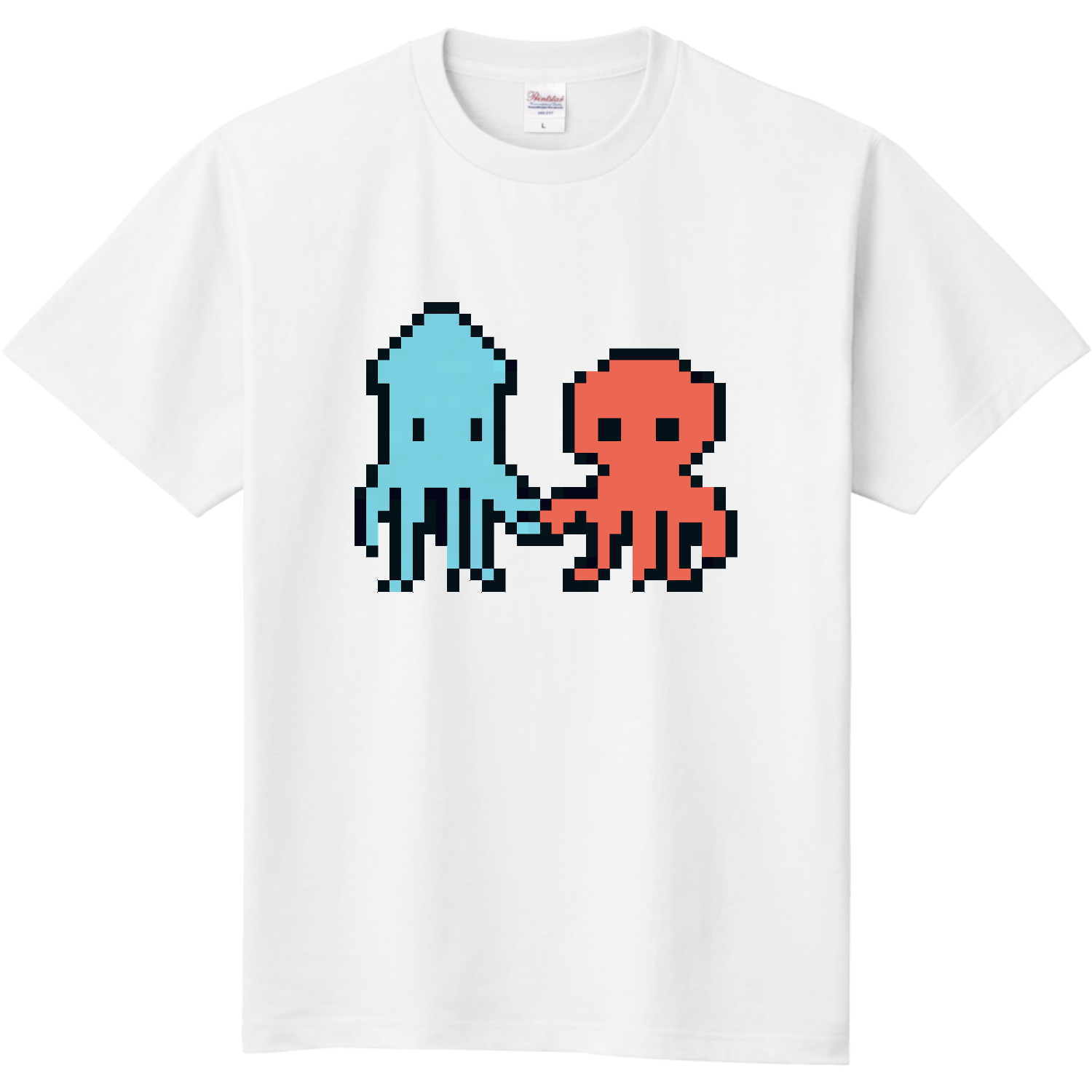 手を繋ぐイカとタコ 定番Ｔシャツ