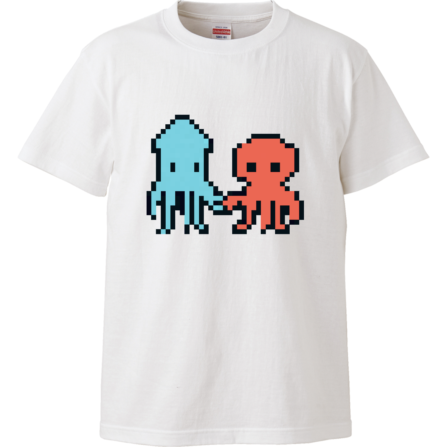 手を繋ぐイカとタコ ハイクオリティーTシャツ