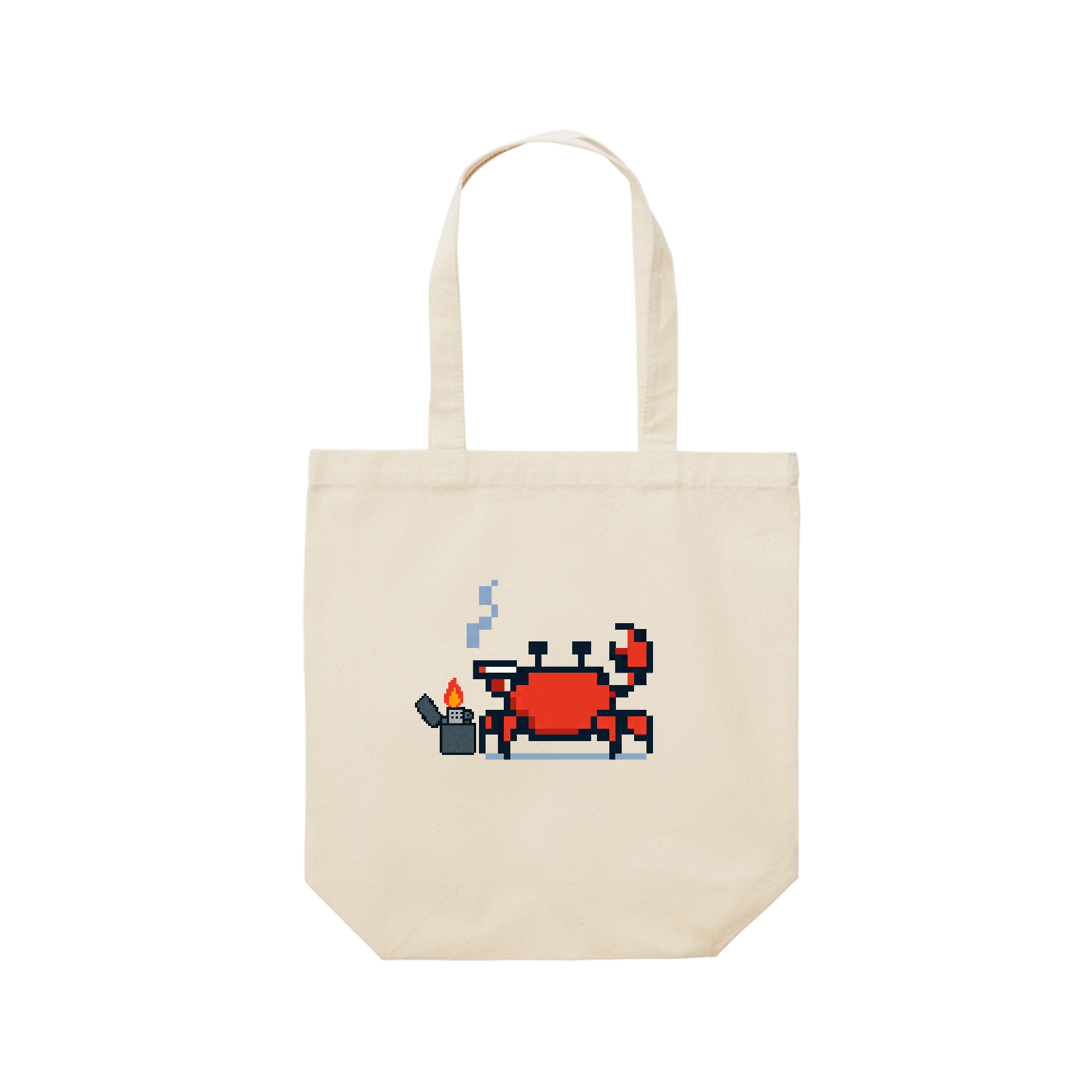 タバコ吸うカニ レギュラーキャンバストートバッグ(M) (フルカラー転写プリント)