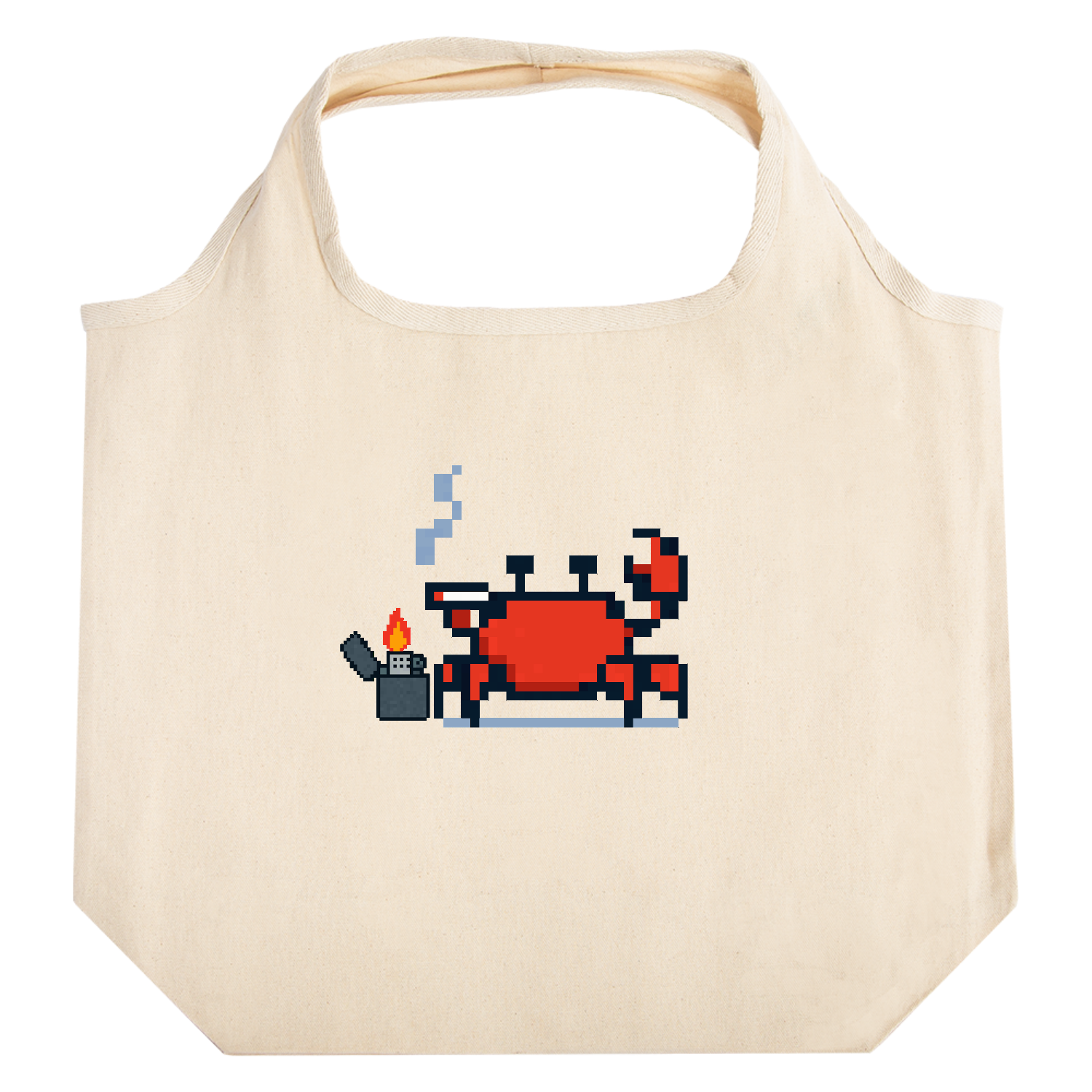 タバコ吸うカニ たためるマルシェ【白プリントあり】