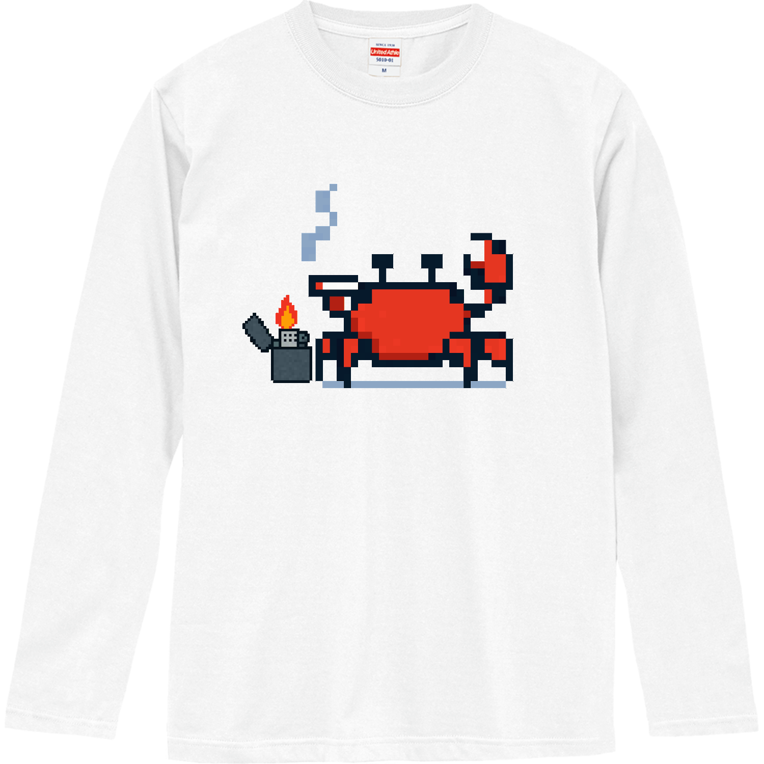 タバコ吸うカニ ロングスリーブTシャツ