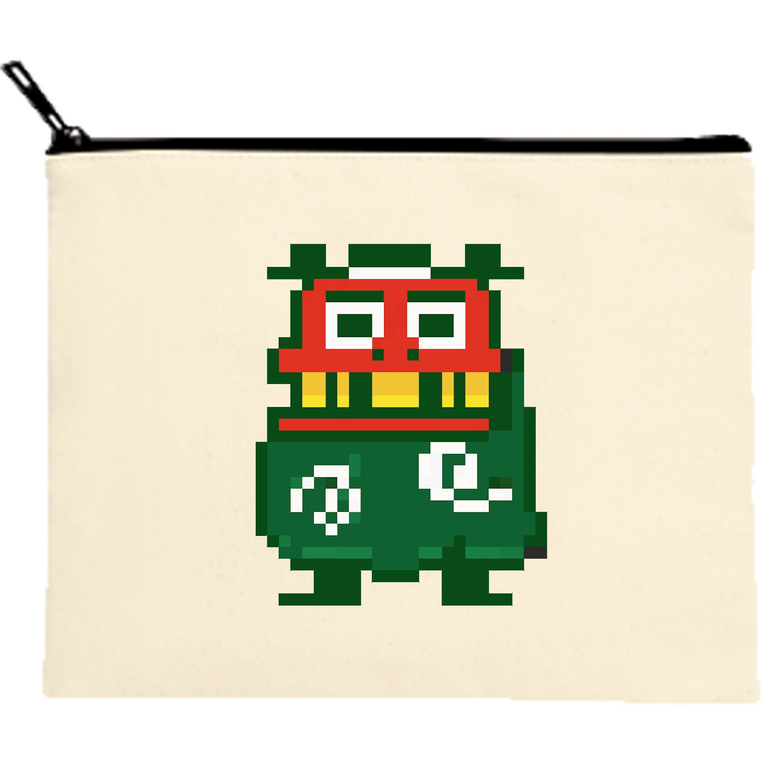 ししまい キャンバスフラットポーチ（M）【白プリント有】