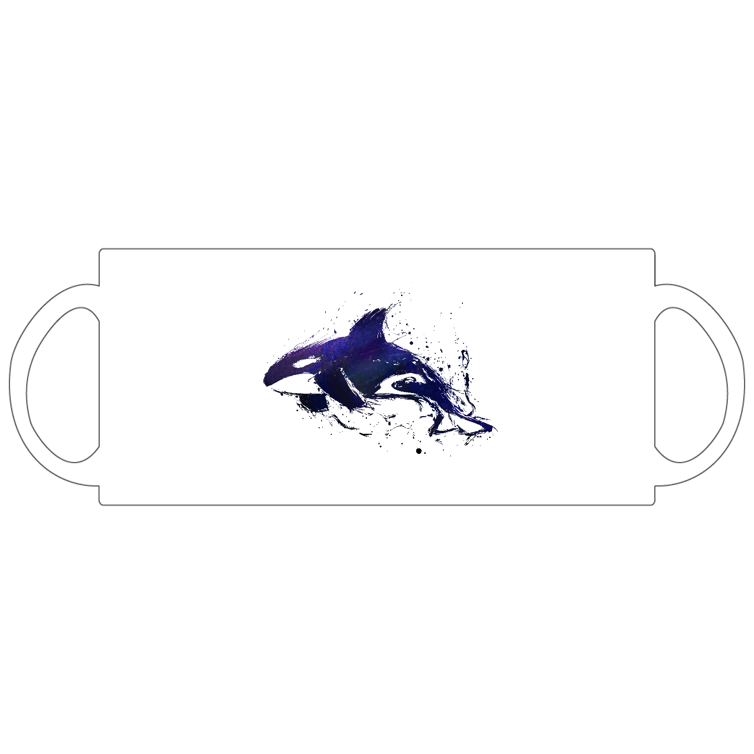 墨と宇宙とシャチのワンポイントマーク定番マグカップ1