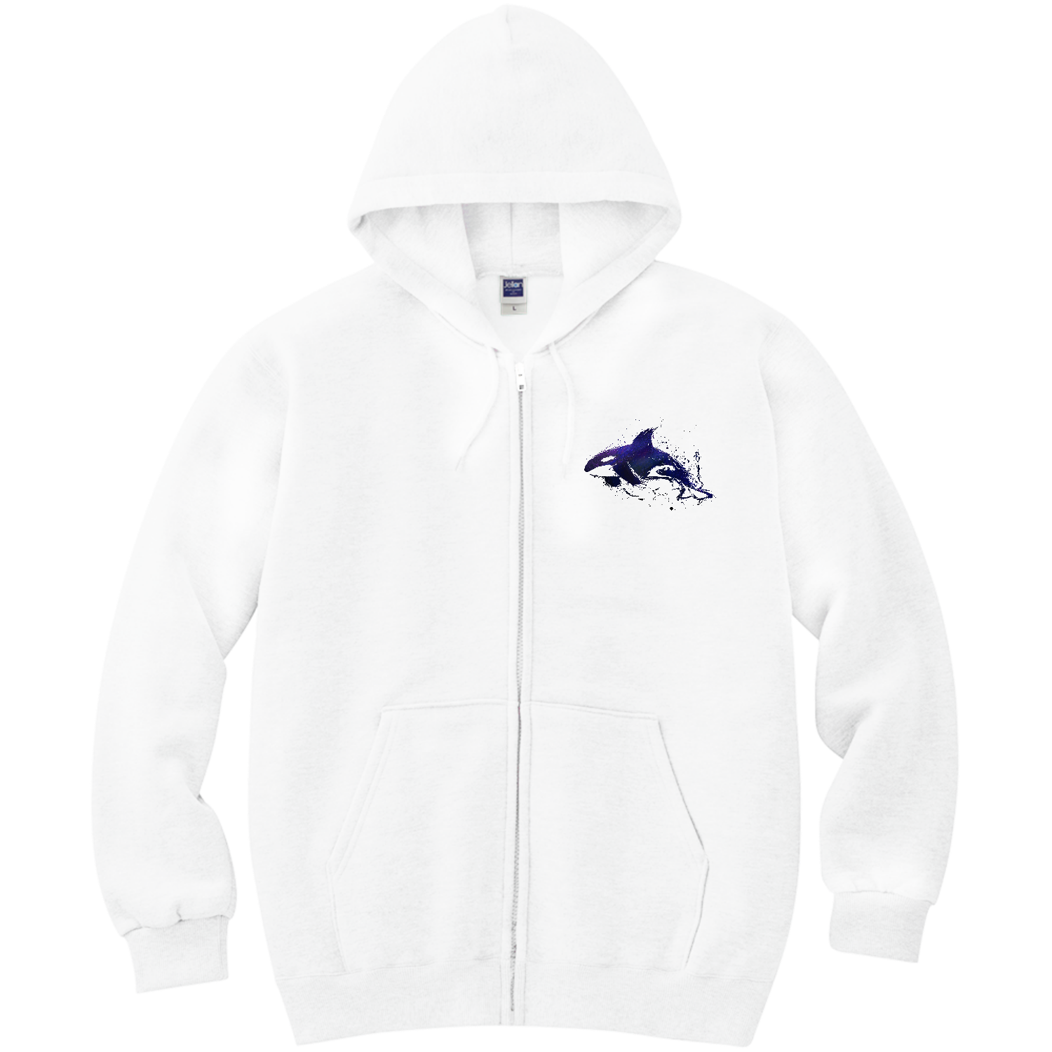 墨と宇宙とシャチのワンポイントマーク 軽量ジップアップパーカー