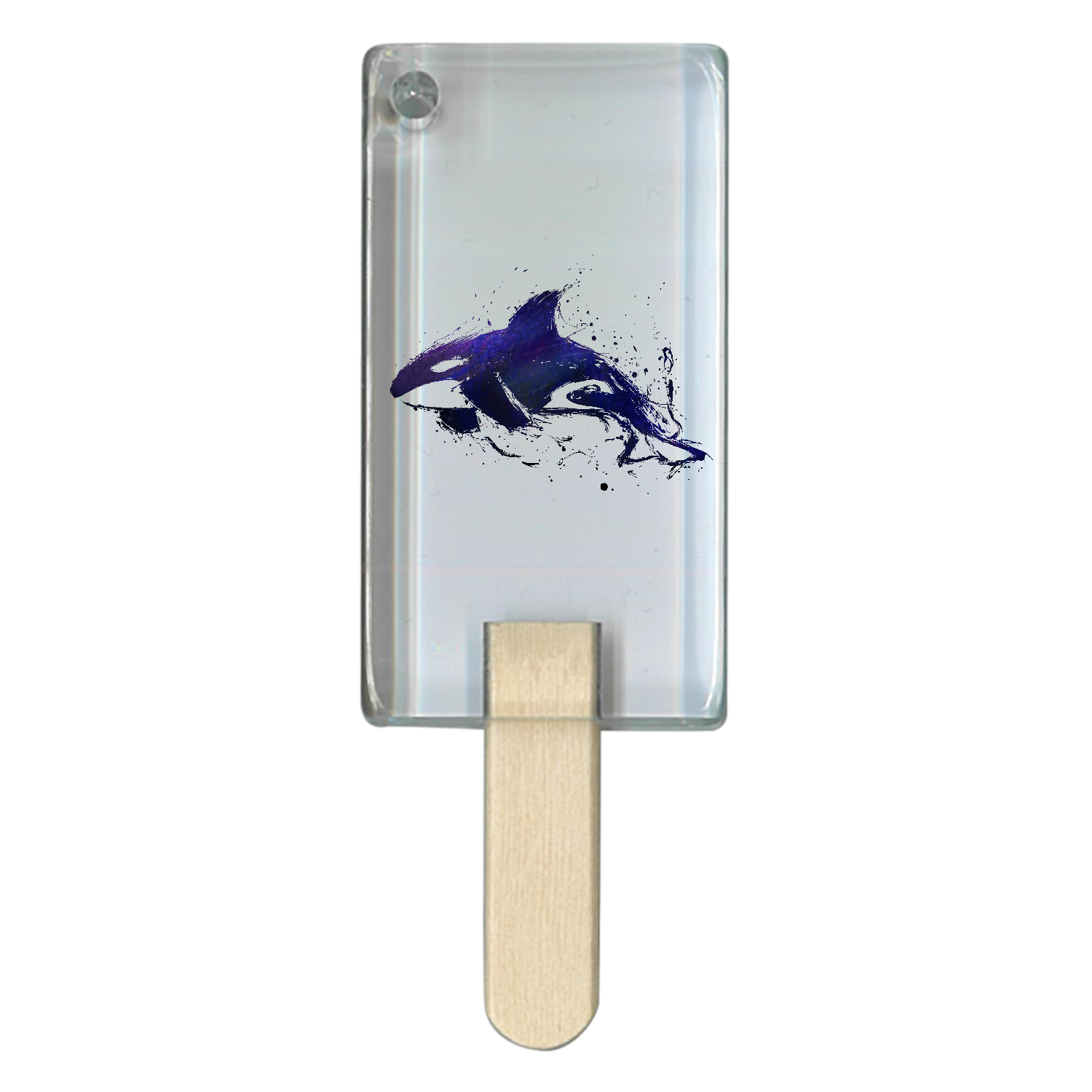 墨と宇宙とシャチのワンポイントマーク アイス型アクリルチャーム