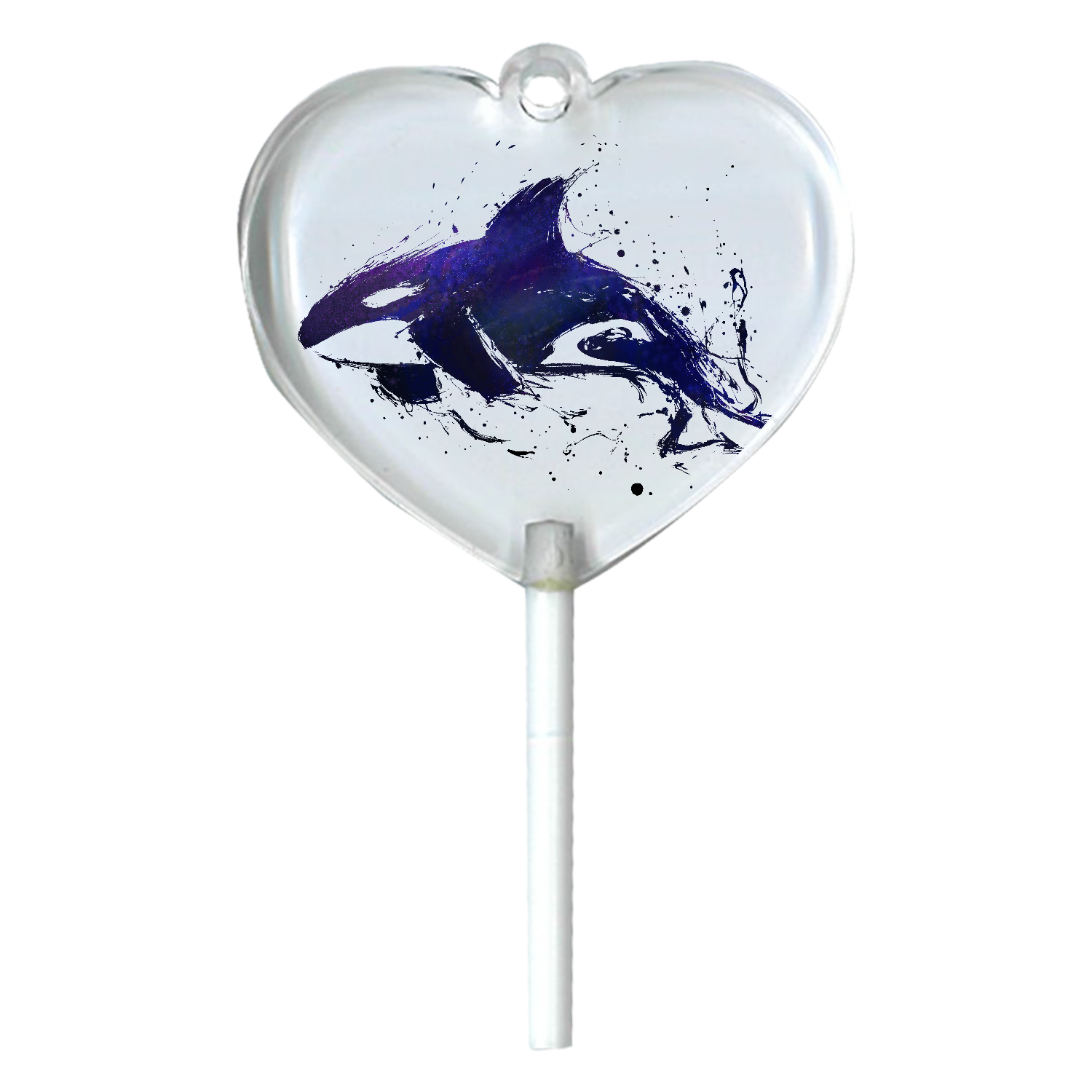 墨と宇宙とシャチのワンポイントマーク ハートキャンディアクリルチャーム