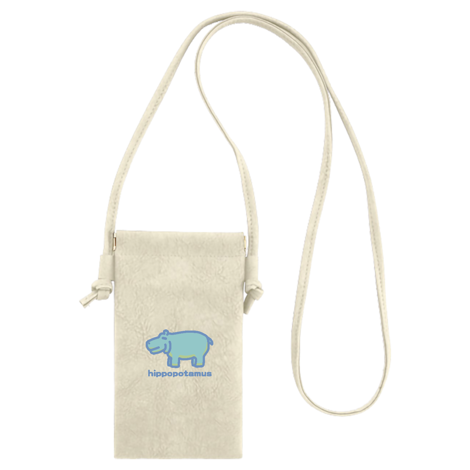 お昼が楽しみなカバ（あお） イージーオープンスマホネックポーチ