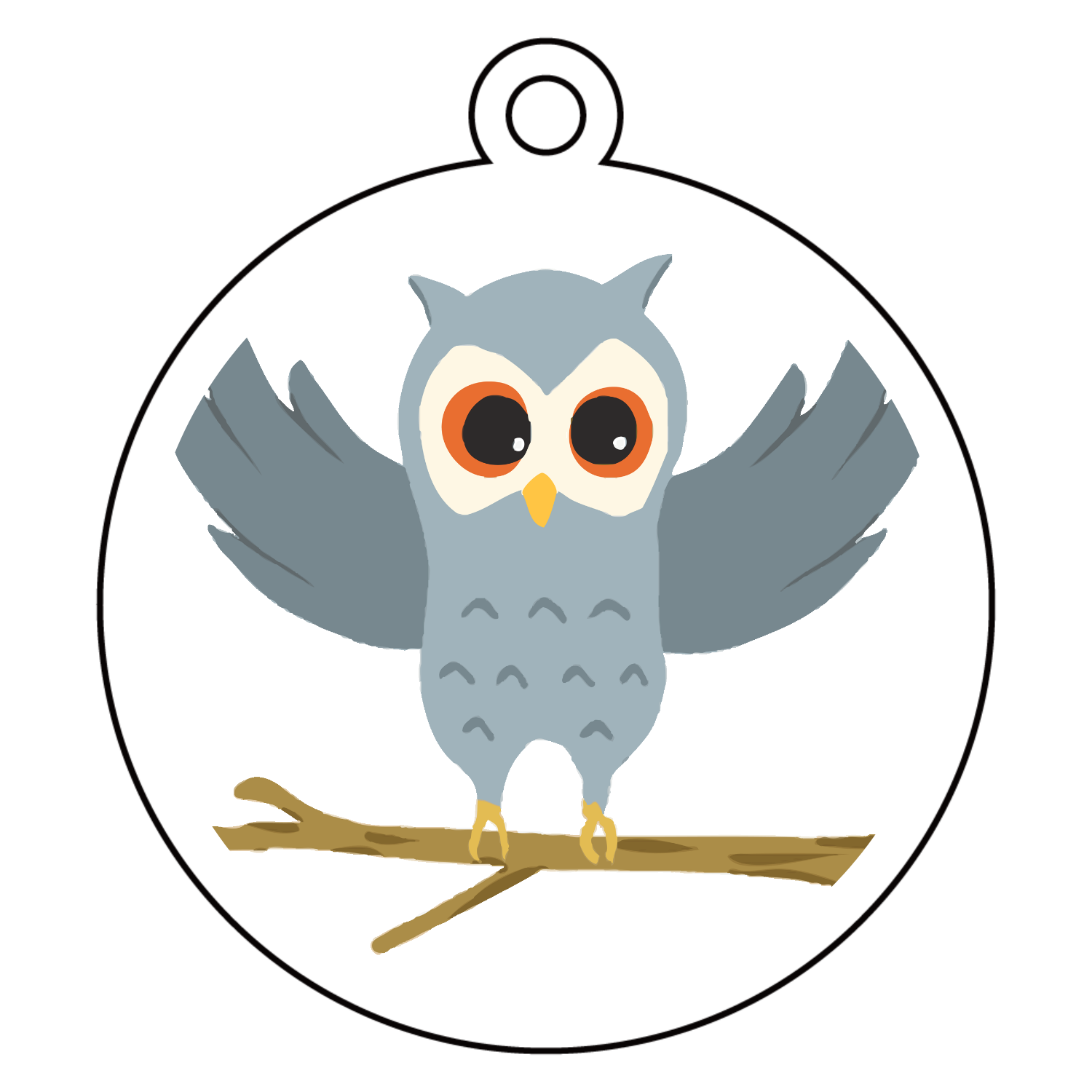 可愛いふくろうさんアクリルキーホルダー　丸型 (6cm)1