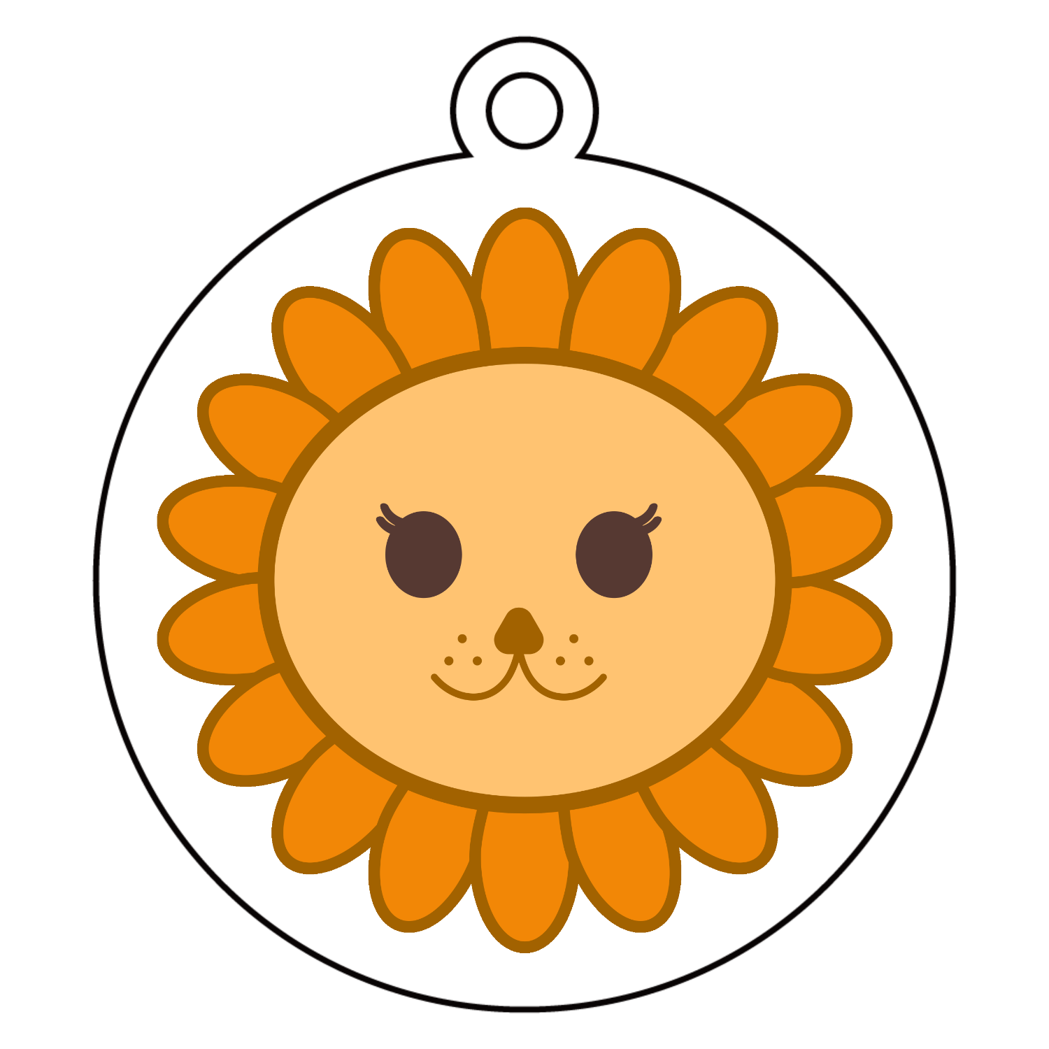 可愛いひまわりライオンアクリルキーホルダー　丸型 (6cm)1