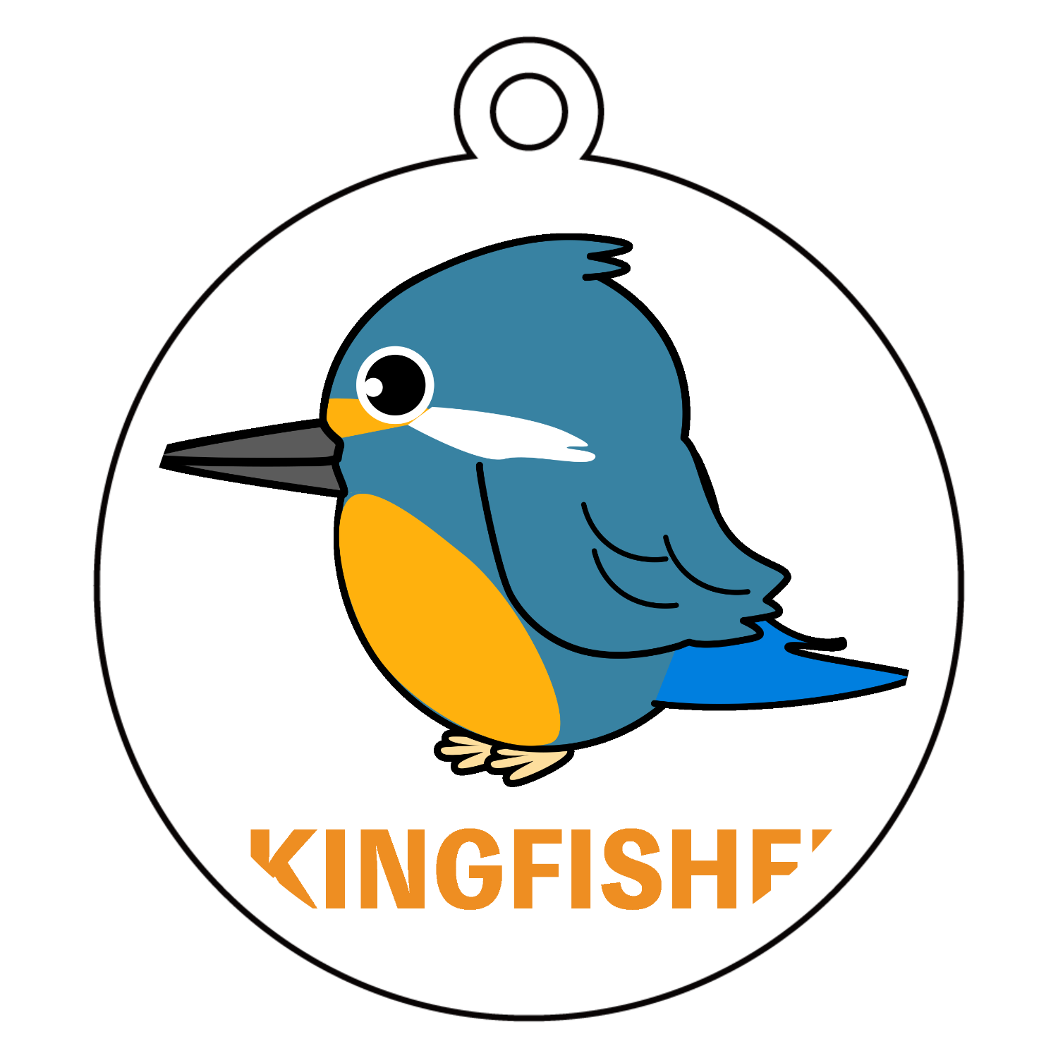 かわいいカワセミのイラストアクリルキーホルダー　丸型 (6cm)1