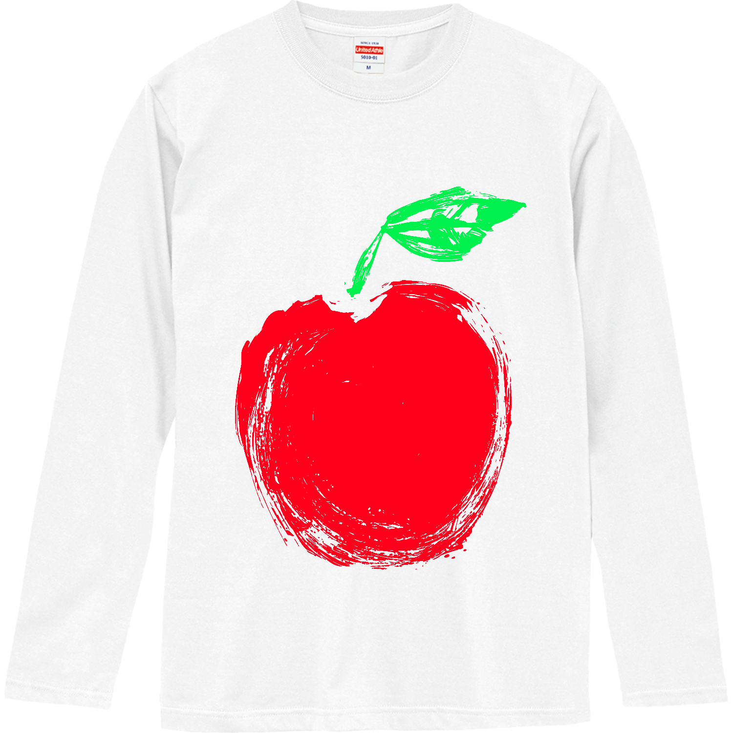 アートなりんごのイラスト ロングスリーブTシャツ