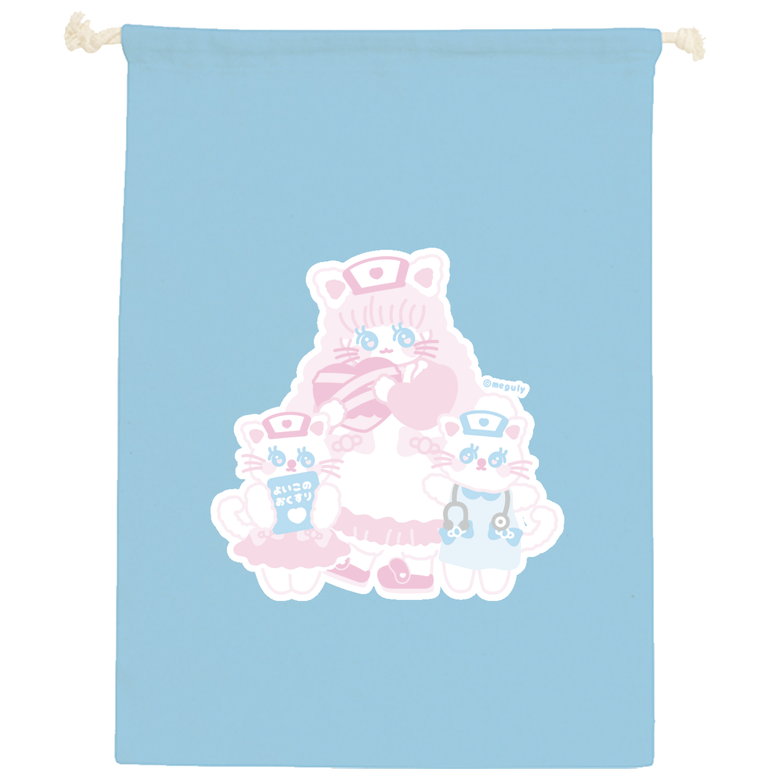 もふにゃんクリニック コットン巾着（L）