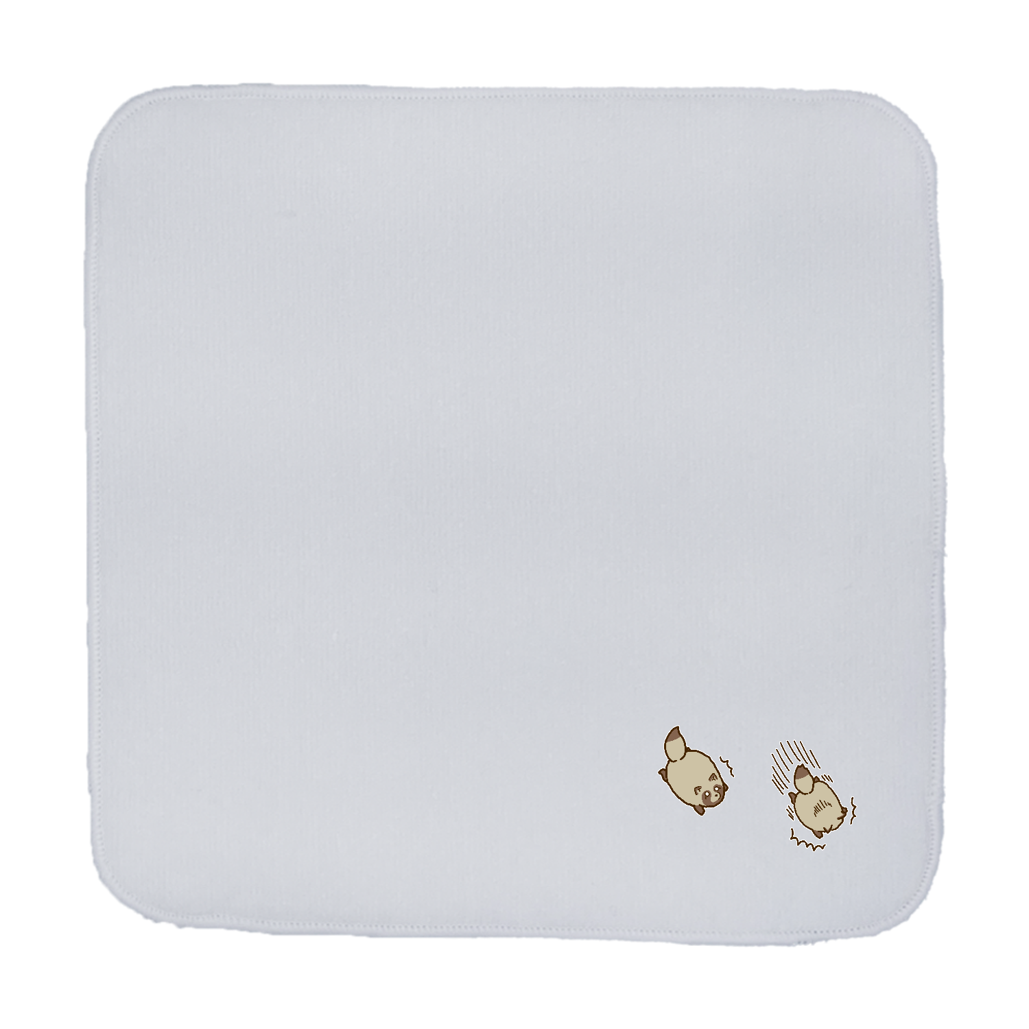 すっころぶ冬毛のたぬき ワンポイントハンカチタオル