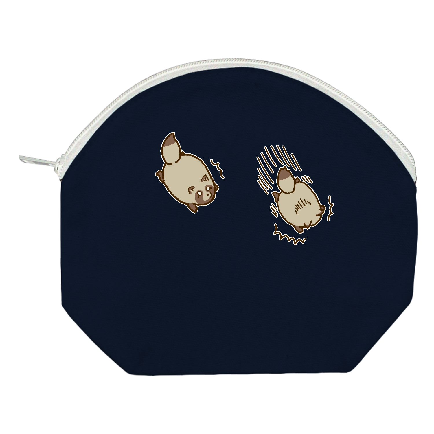 すっころぶ冬毛のたぬき キャンバスシェルポーチ