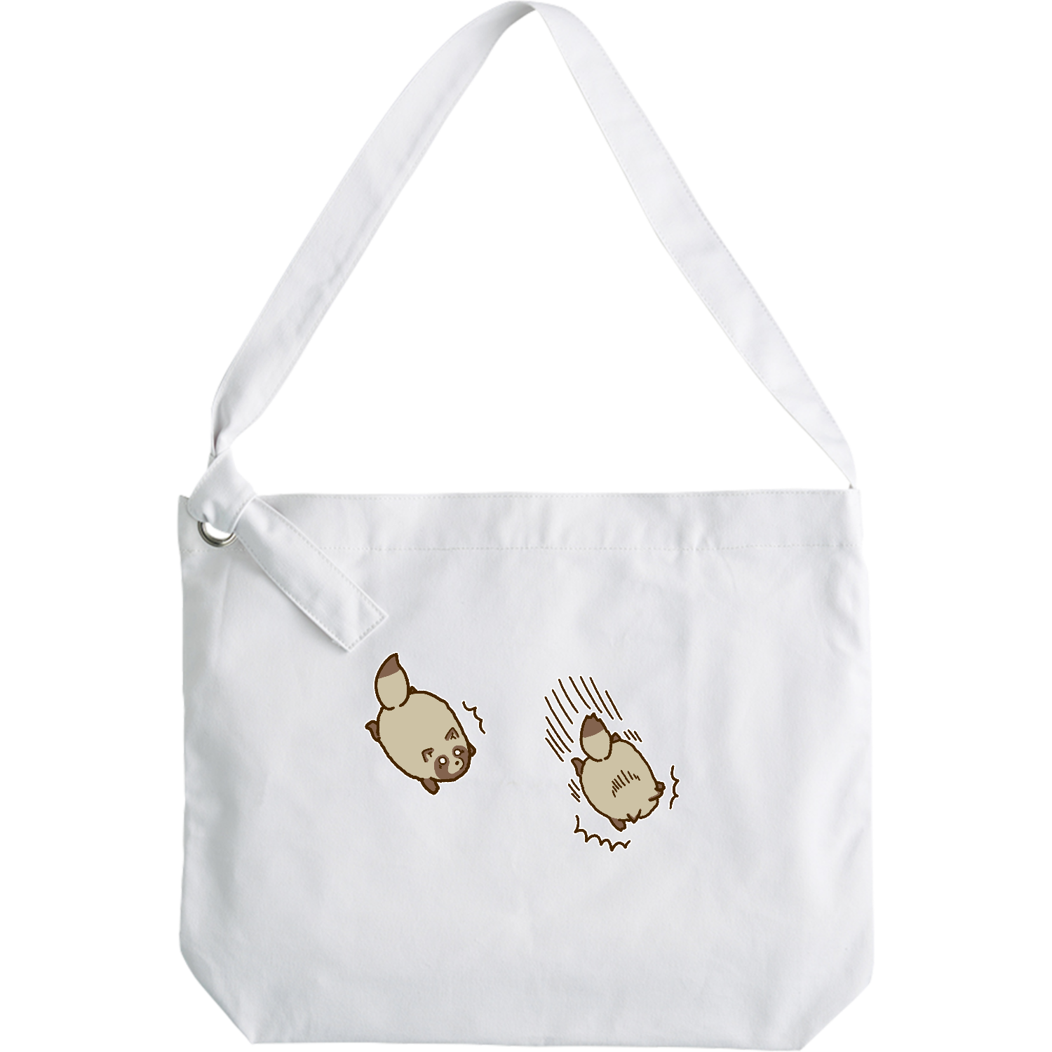 すっころぶ冬毛のたぬき クラフトリングショルダーバッグ