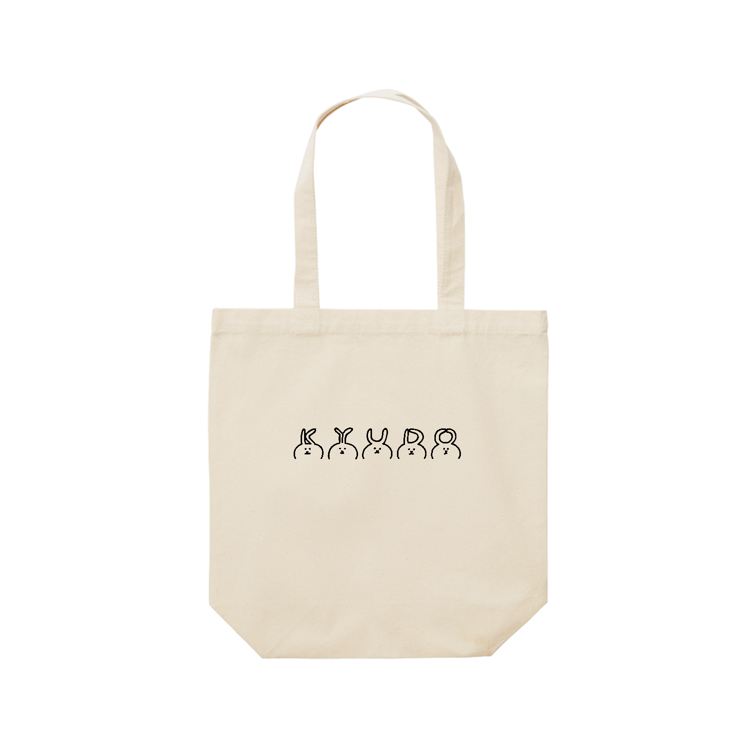 弓道　ウサギ文字・黒 レギュラーキャンバストートバッグ(M) (フルカラー転写プリント)