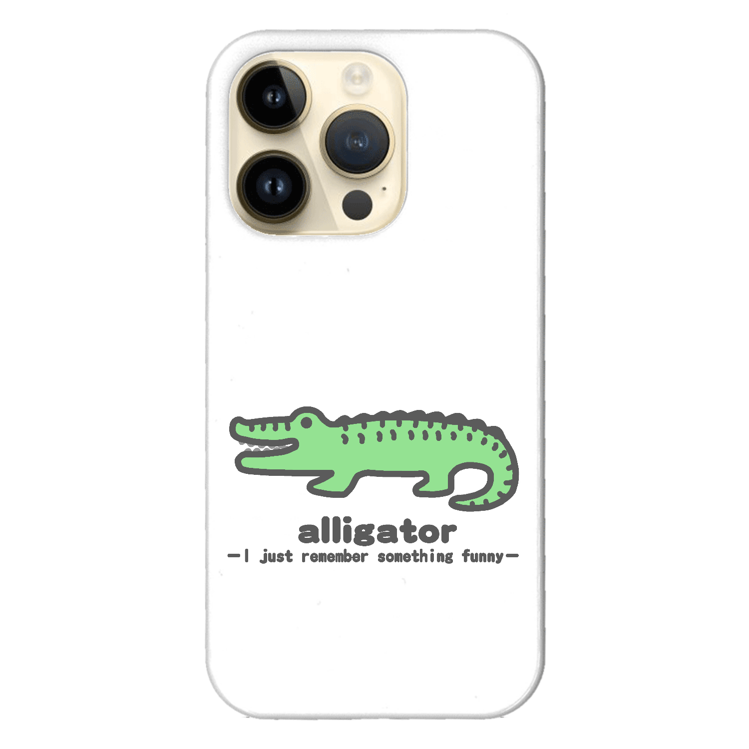 思い出し笑いのワニⅡ iPhone14 Pro (白)