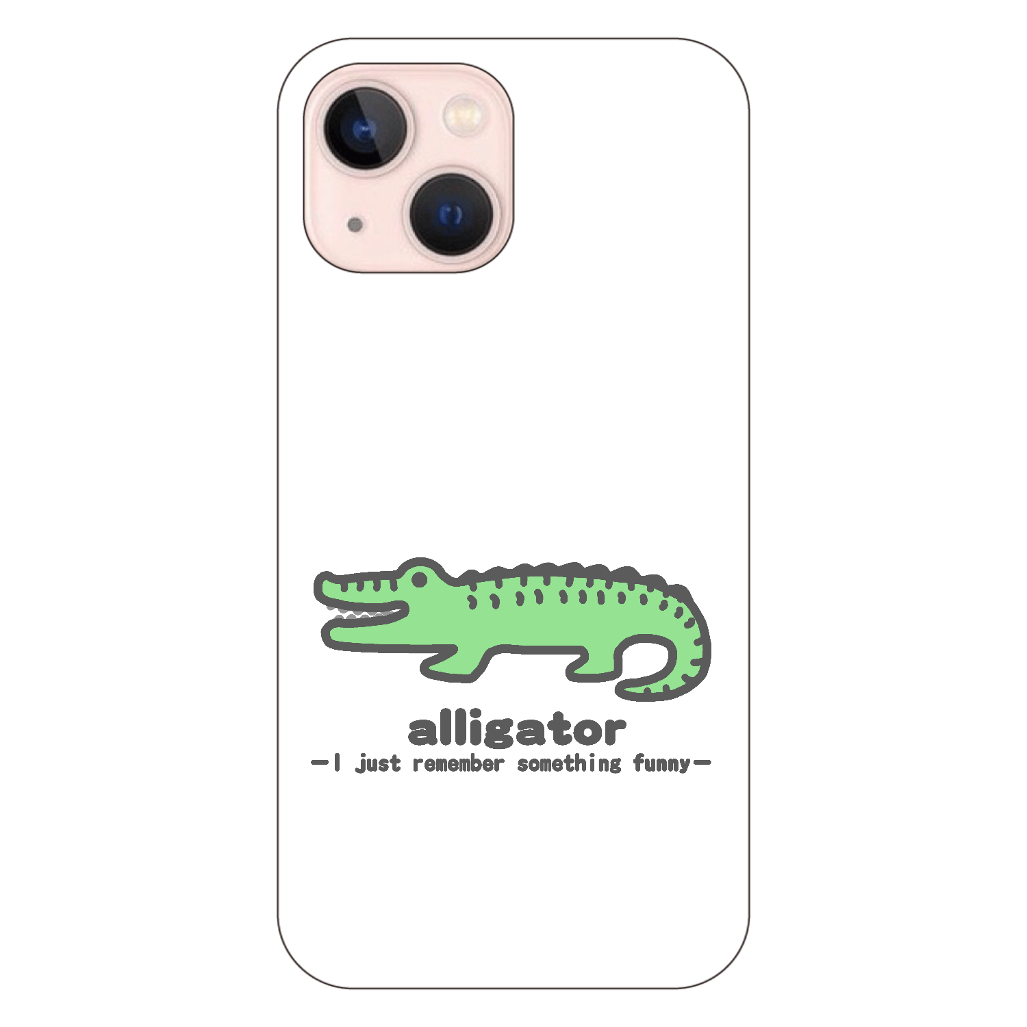 思い出し笑いのワニⅡ iPhone13 mini (白/黒) 