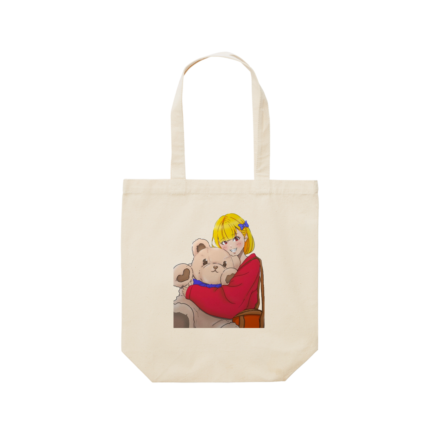 クマと女の子 レギュラーキャンバストートバッグ(M) (フルカラー転写プリント)