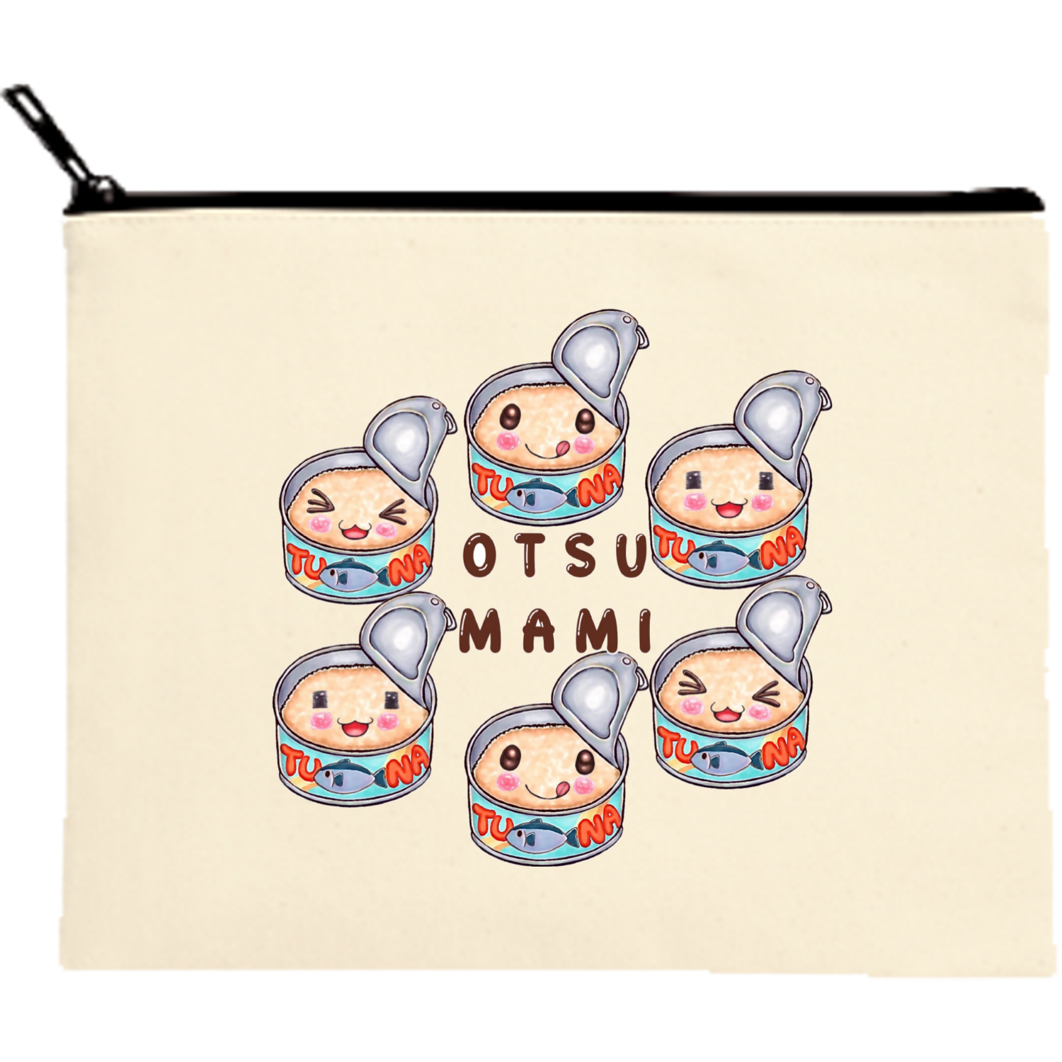 おつまみツナ缶  キャンバスポーチ（M）【白プリント有】