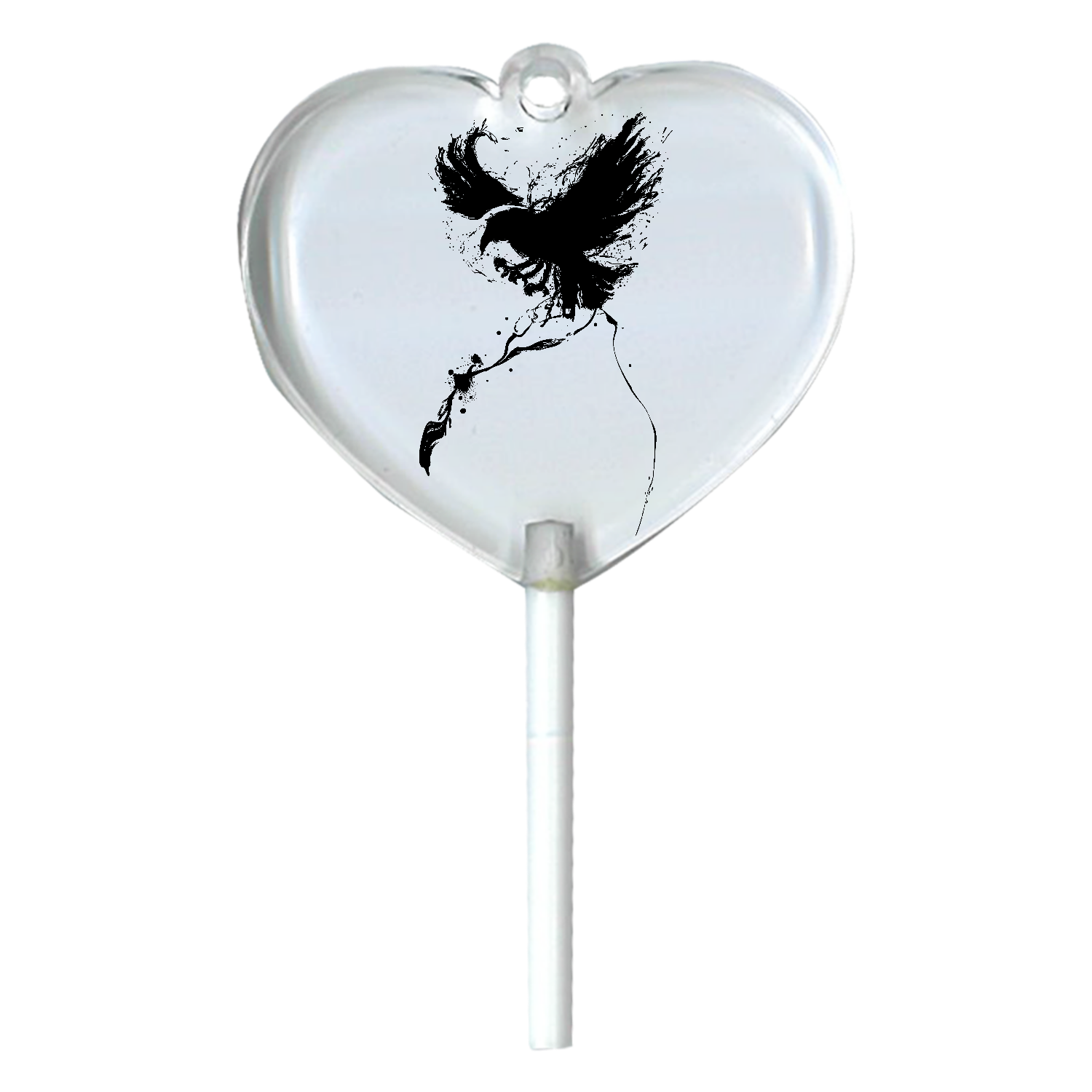 墨の羽ばたく八咫烏 ハートキャンディアクリルチャーム