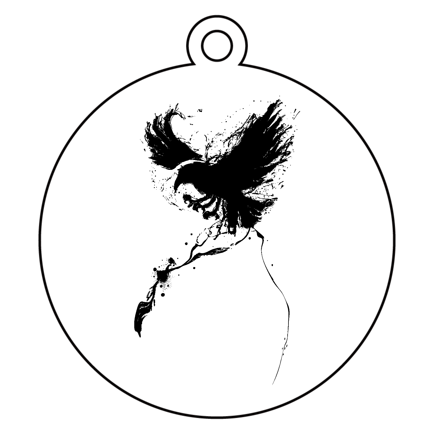 墨の羽ばたく八咫烏アクリルキーホルダー　丸型 (6cm)1