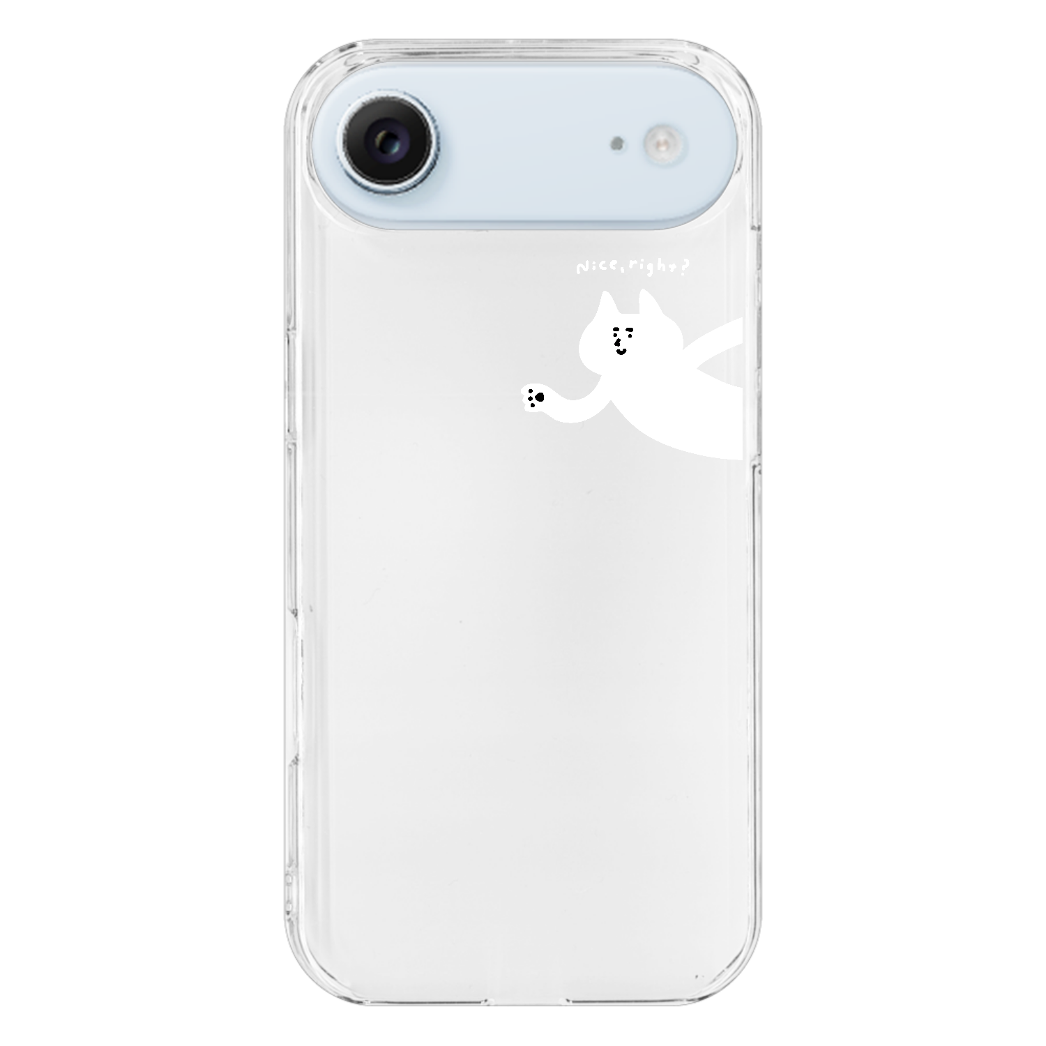 Nice, right? 白猫ワンポイント・ケース iPhone17 Air (透明)(ハードケース)