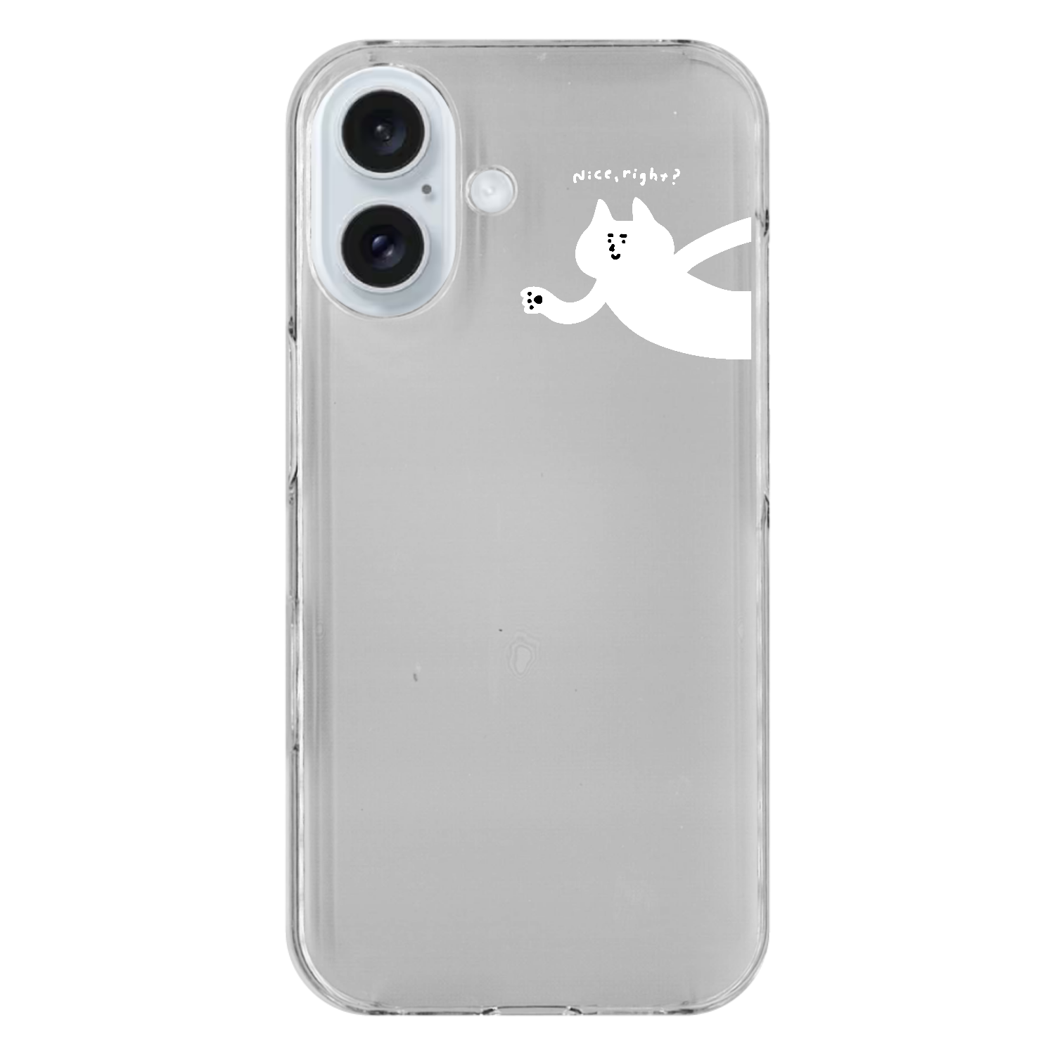 Nice, right? 白猫ワンポイント・ケース iPhone16 (透明)(ハードケース)
