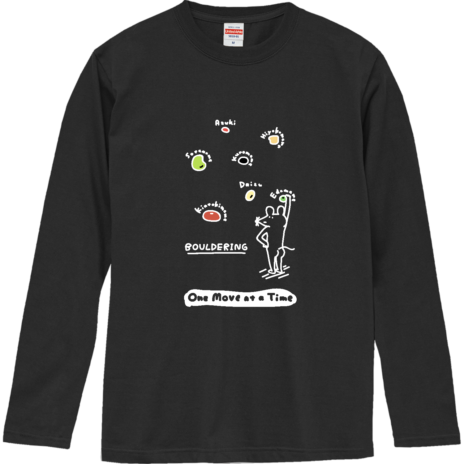 ボルダリング　豆ホールド・白 ロングスリーブTシャツ