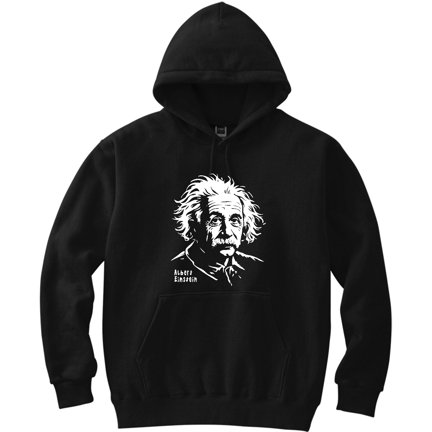 切り絵アート アインシュタイン｜モノクロ・ステンシルグラフィック・世界の偉人 軽量プルパーカー (長袖プリント)
