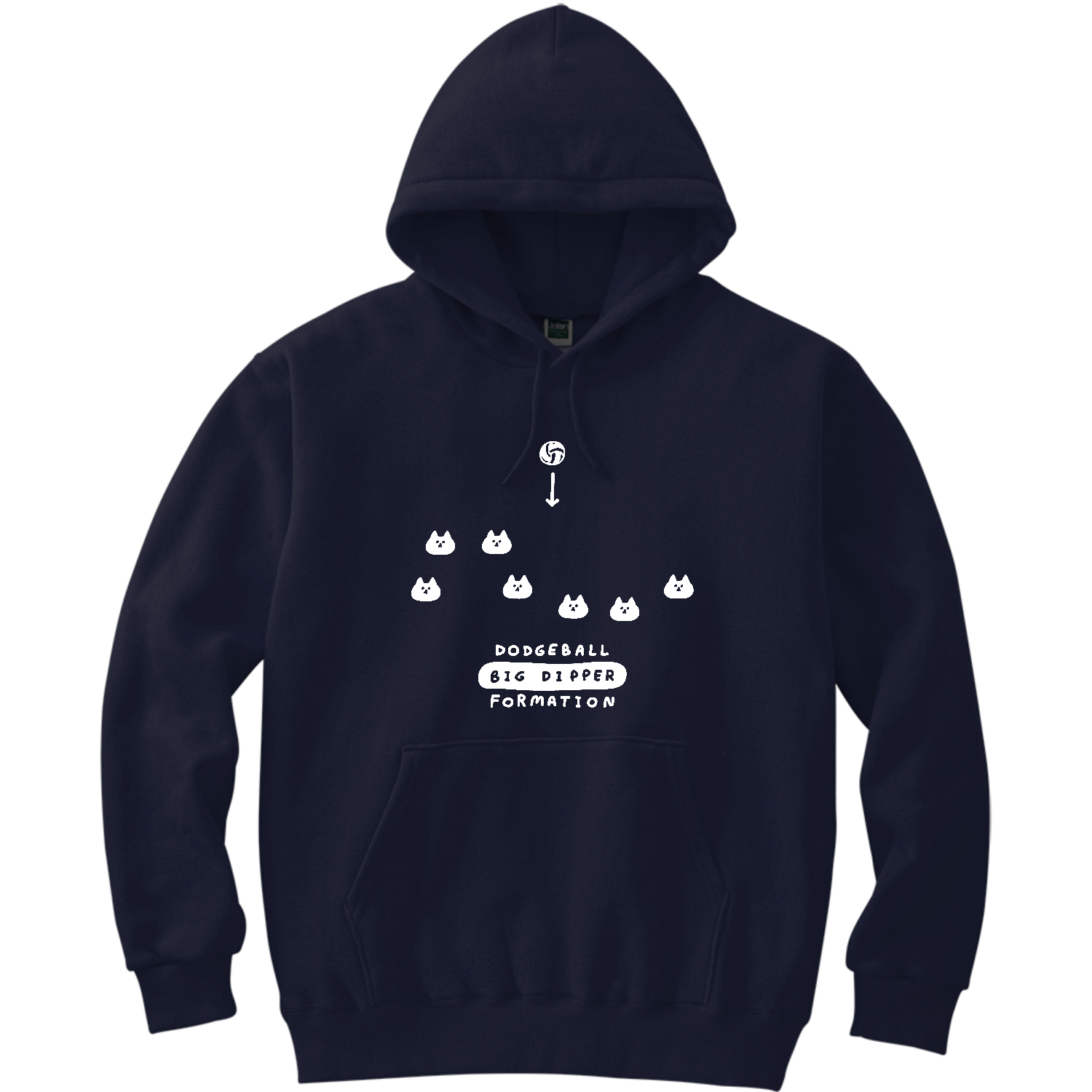 ドッジボール　北斗七星フォーメーション・白 軽量プルパーカー (長袖プリント)