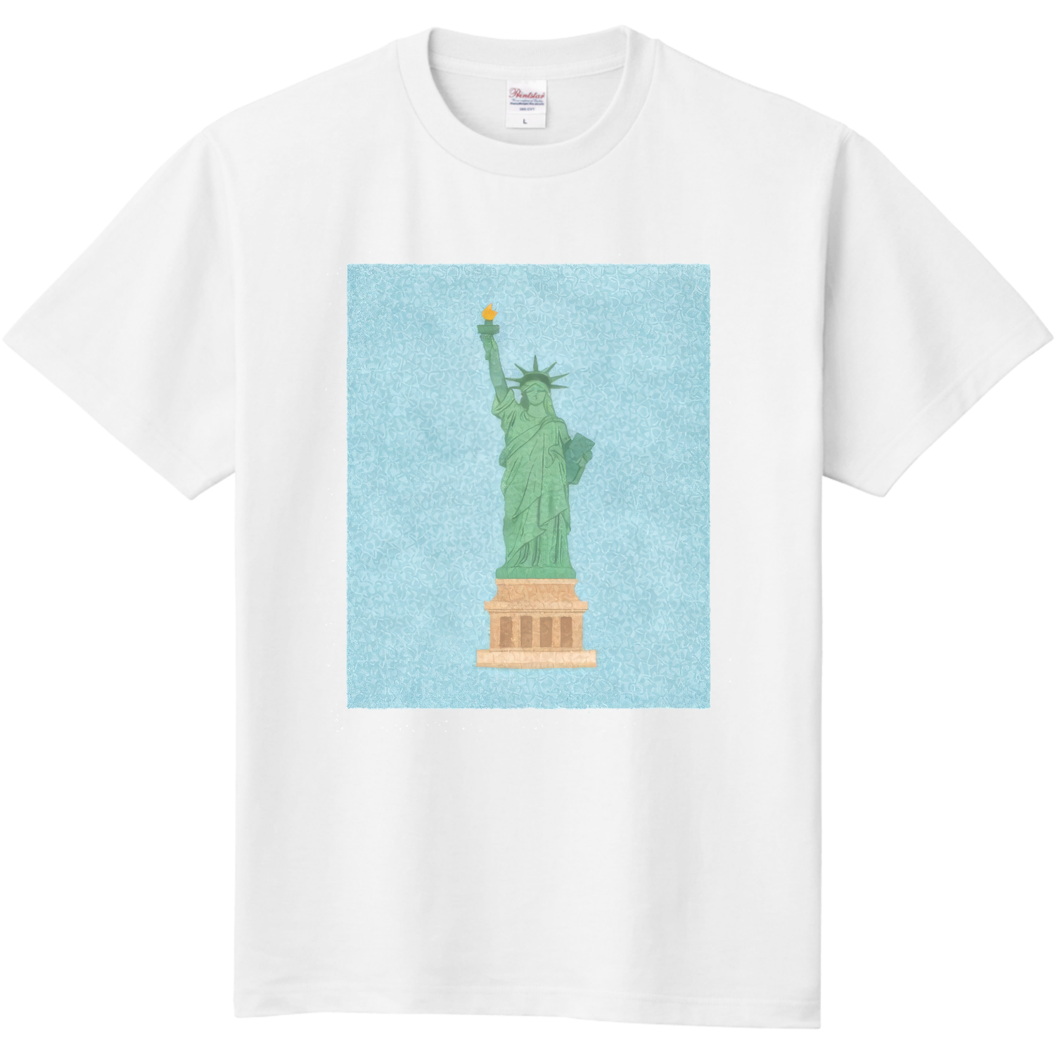 素朴な自由の女神イラスト｜北欧風・民芸タッチアート 長袖Tシャツ