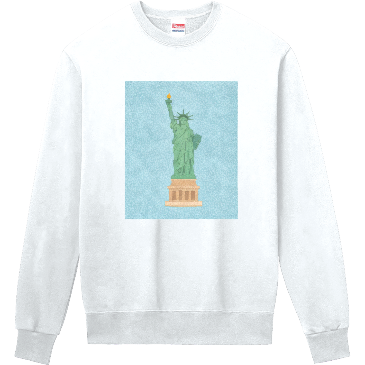 素朴な自由の女神イラスト｜北欧風・民芸タッチアート 長袖Tシャツ