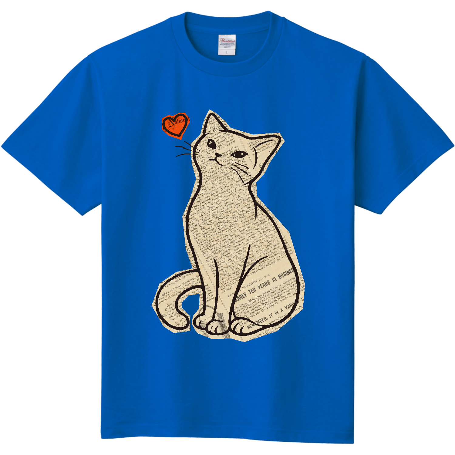 新聞コラージュ猫｜ヴィンテージ・猫アート 定番Ｔシャツ