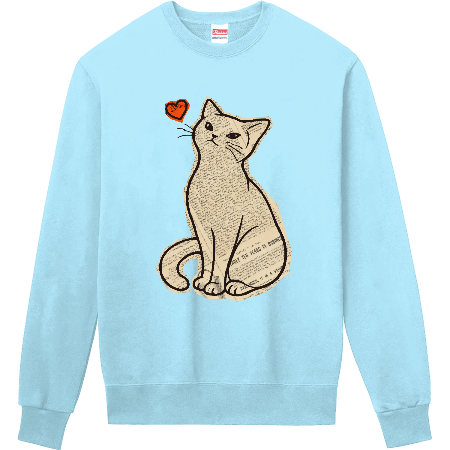 新聞コラージュ猫｜ヴィンテージ・猫アート 定番スウェット