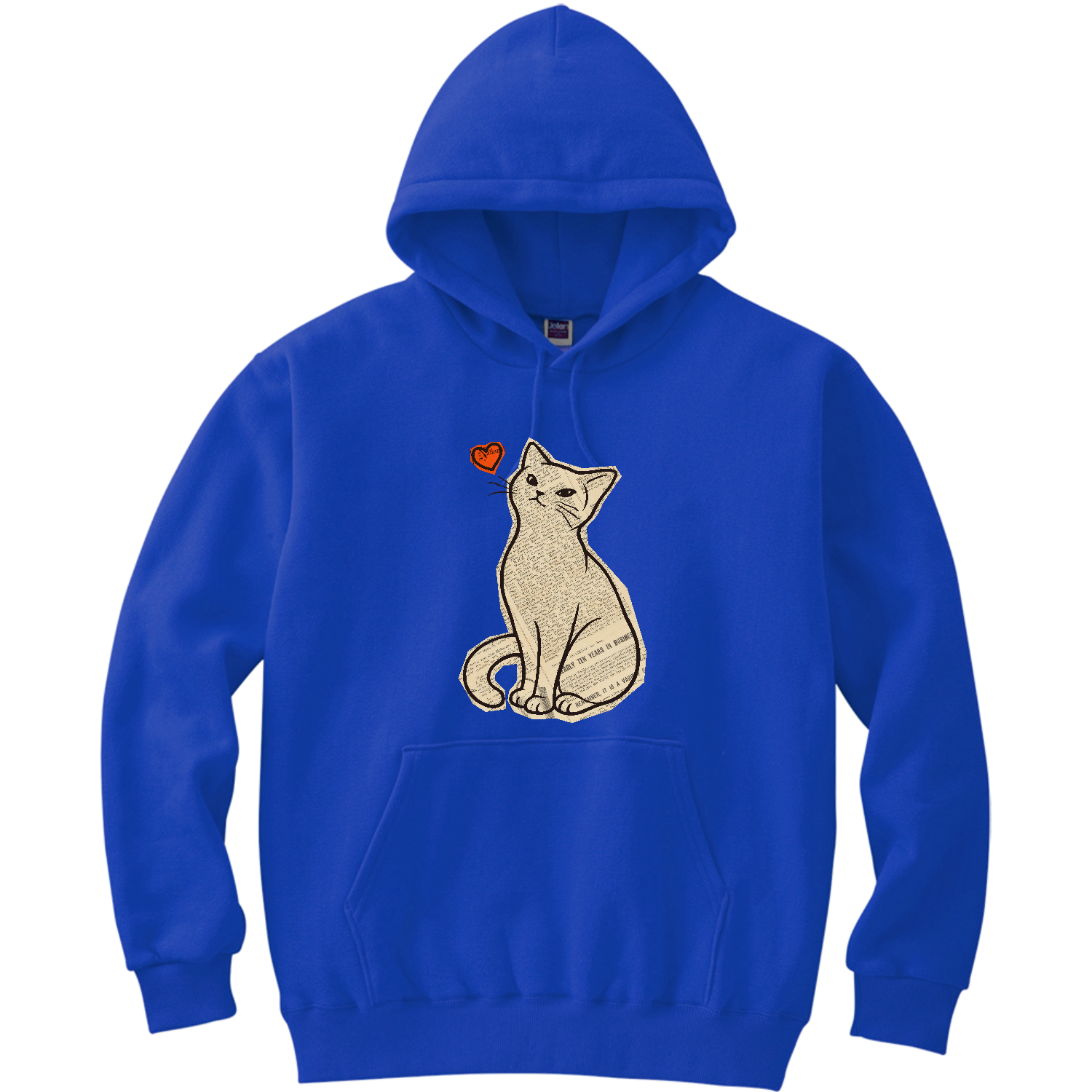 新聞コラージュ猫｜ヴィンテージ・猫アート 軽量プルパーカー (長袖プリント)