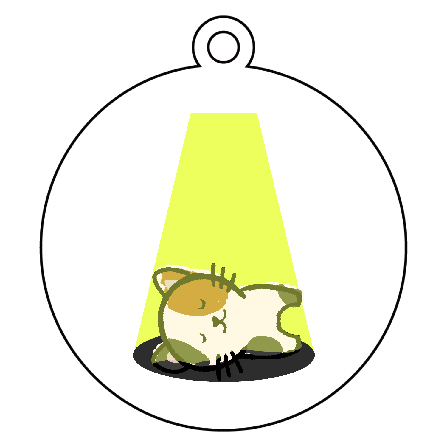 ミケネコとスポットライトアクリルキーホルダー　丸型 (6cm)1