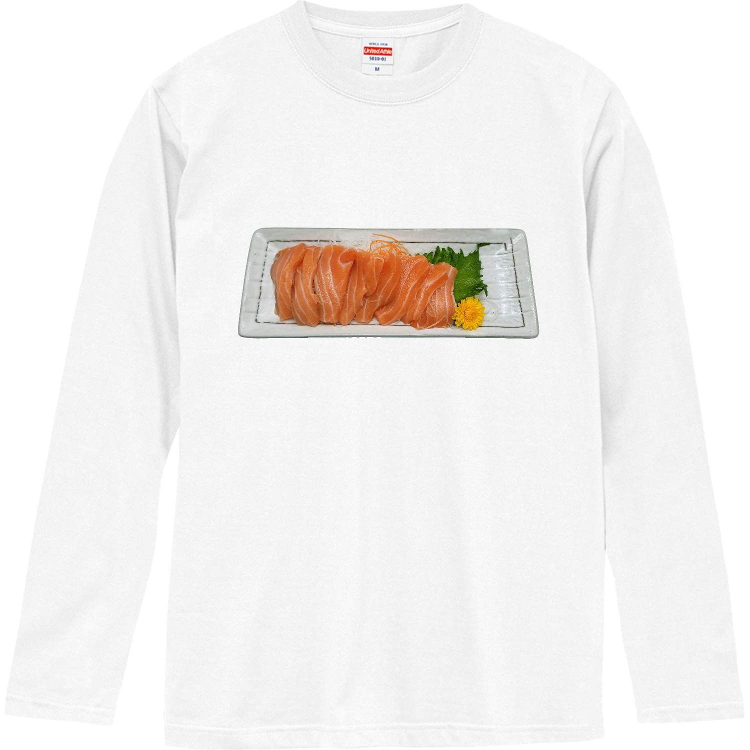 サーモンの刺身 Tシャツ｜メシテロタイプ（飯テロTシャツブランド