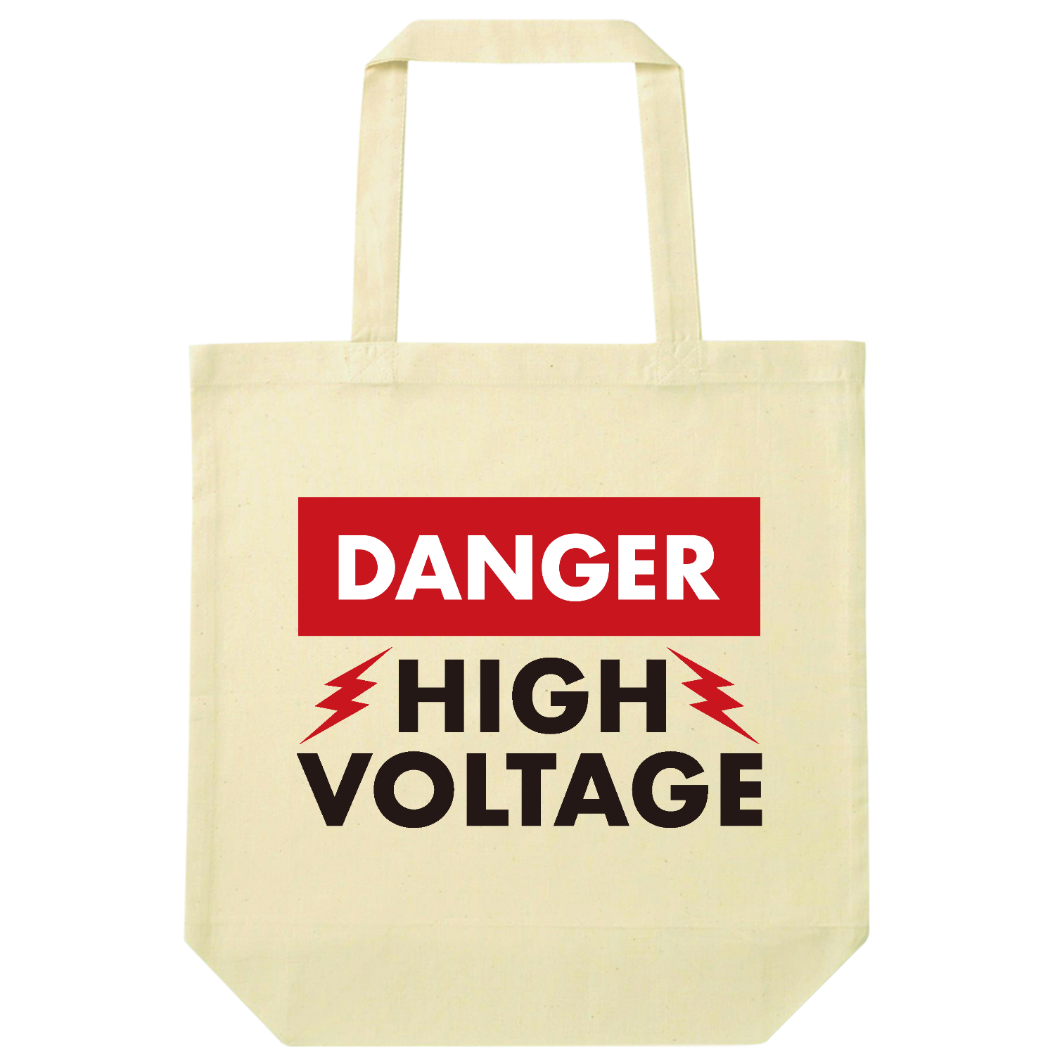 DANGER HIGH VOLTAGE ナチュラルコットンバッグ