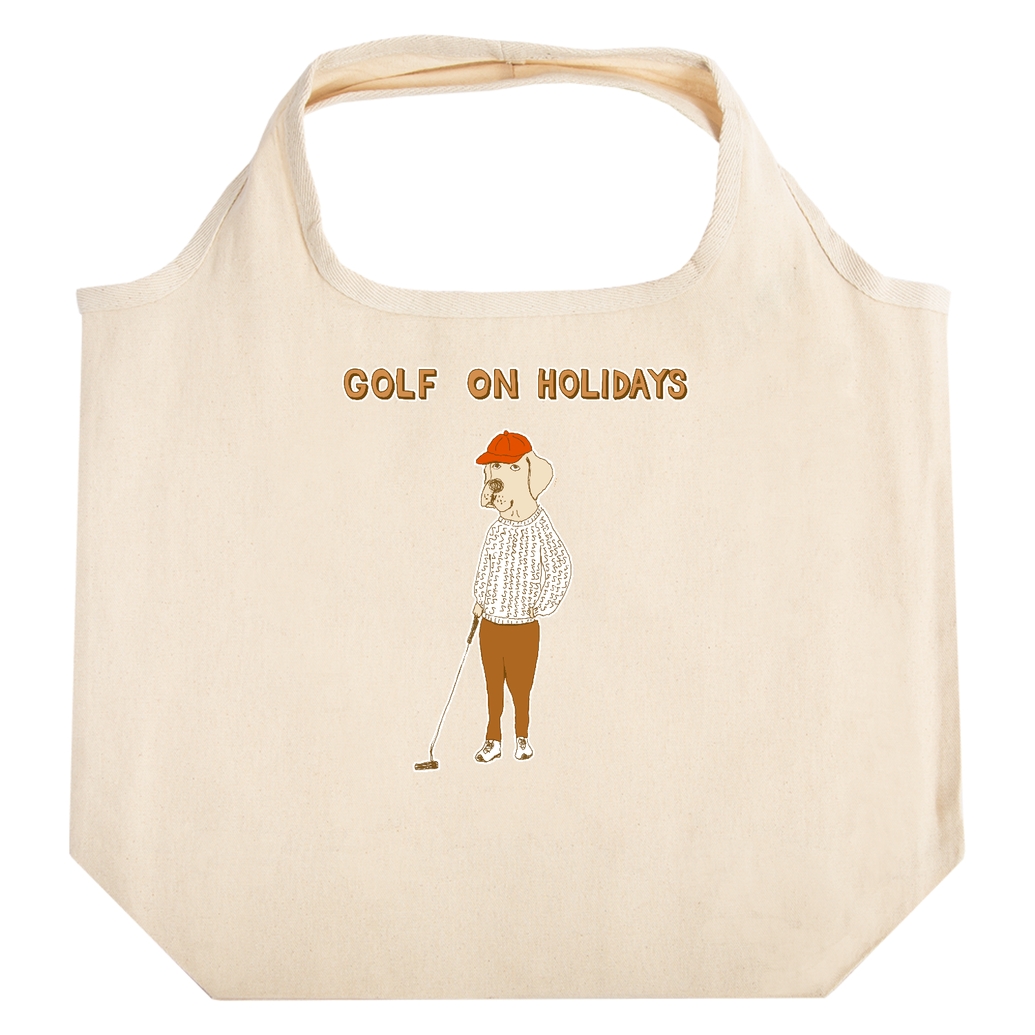 ゴルフデザイン「GOLF ON HOLIDAYS」 たためるマルシェ【白プリントあり】