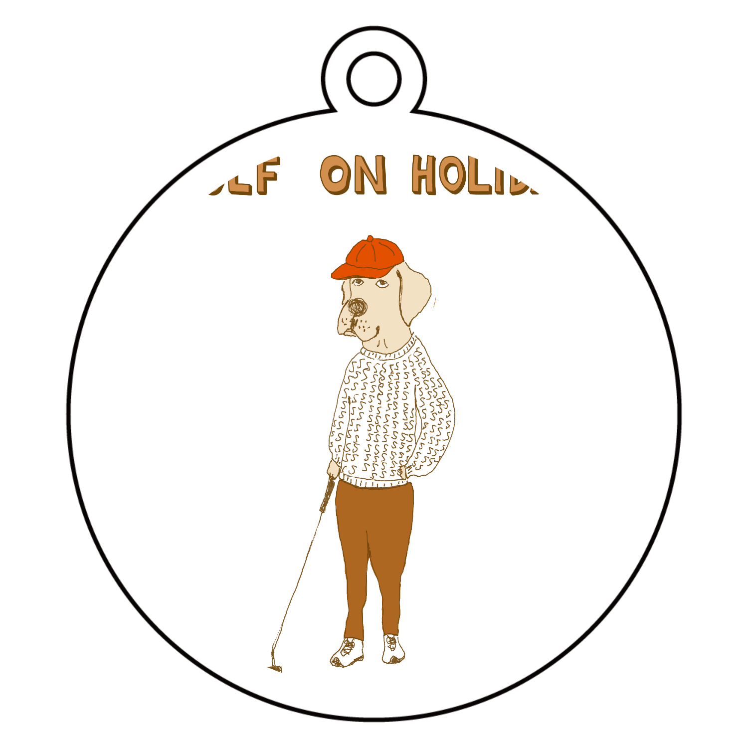 ゴルフデザイン「GOLF ON HOLIDAYS」 アクリルキーホルダー　丸型 (6cm)