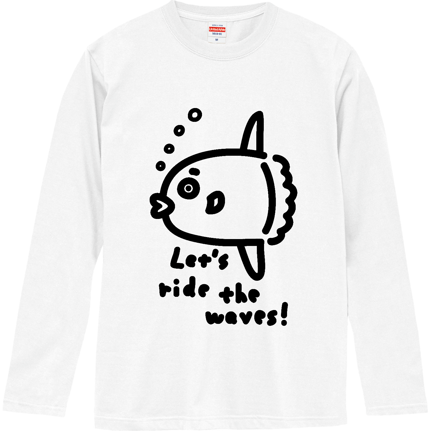 水泳　-波に乗るマンボウ ロングスリーブTシャツ
