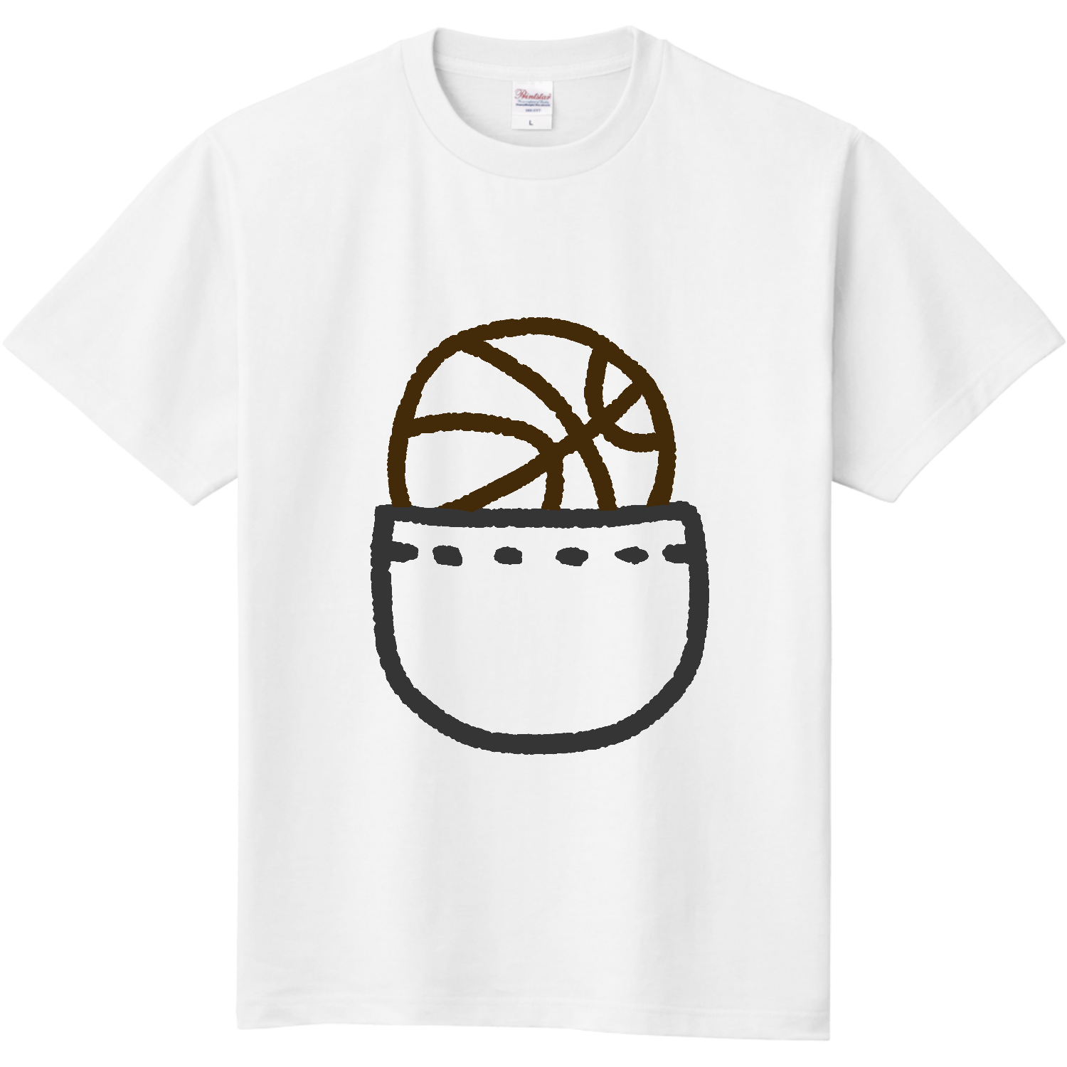 ポケットバスケの線画イラスト 定番Ｔシャツ