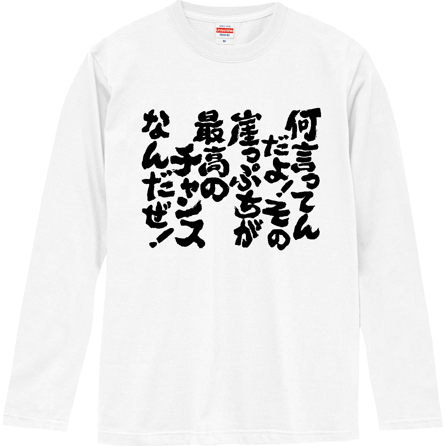 何言ってんだよ！その崖っぷちが最高のチャンスなんだぜ！ Tシャツ 面白い 筆文字 名言 ネタ メンズ レディース ロングスリーブTシャツ
