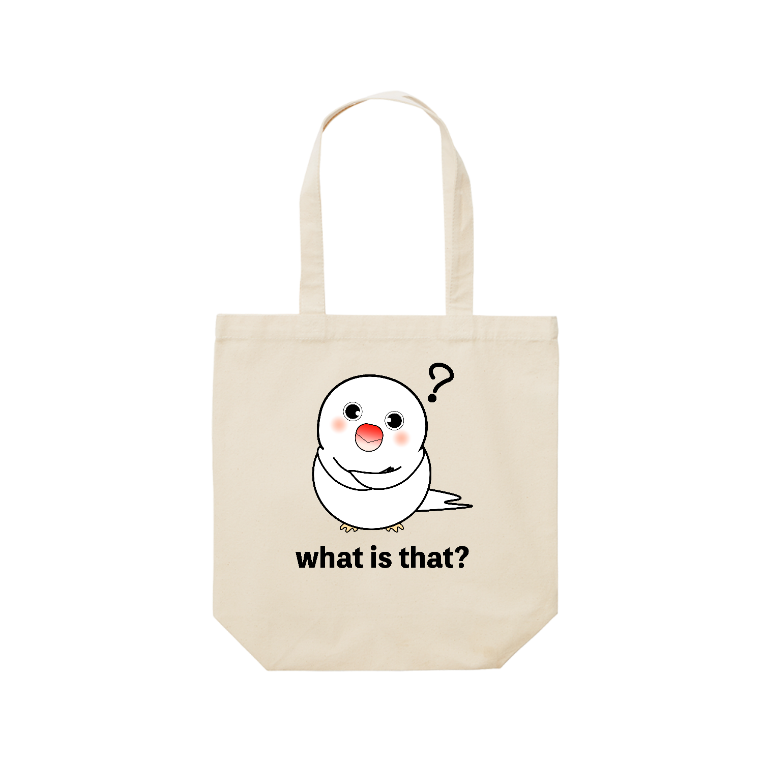 考える文鳥 レギュラーキャンバストートバッグ(M) (フルカラー転写プリント)