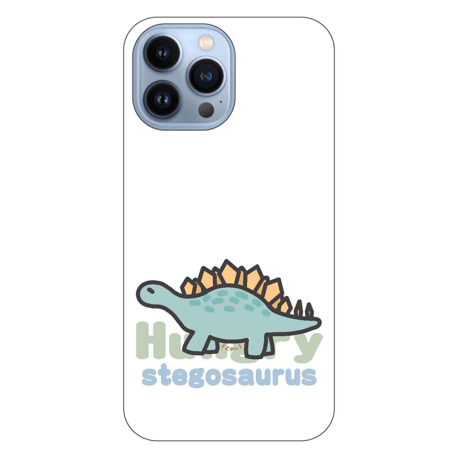 ステゴサウルス　お腹が空いてます（あお） iPhone13 Pro Max (白/黒) 