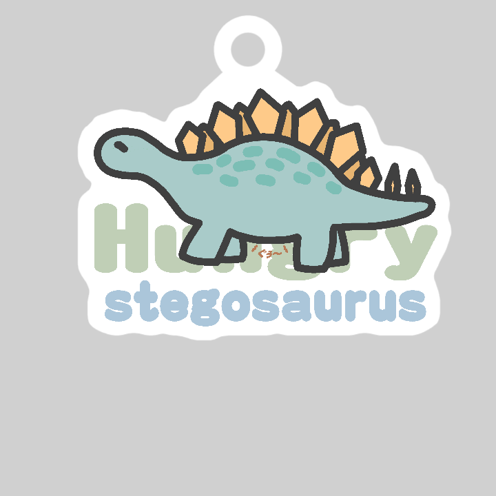 ステゴサウルス　お腹が空いてます（あお） ダイカットアクリルキーホルダー(6×6cm)