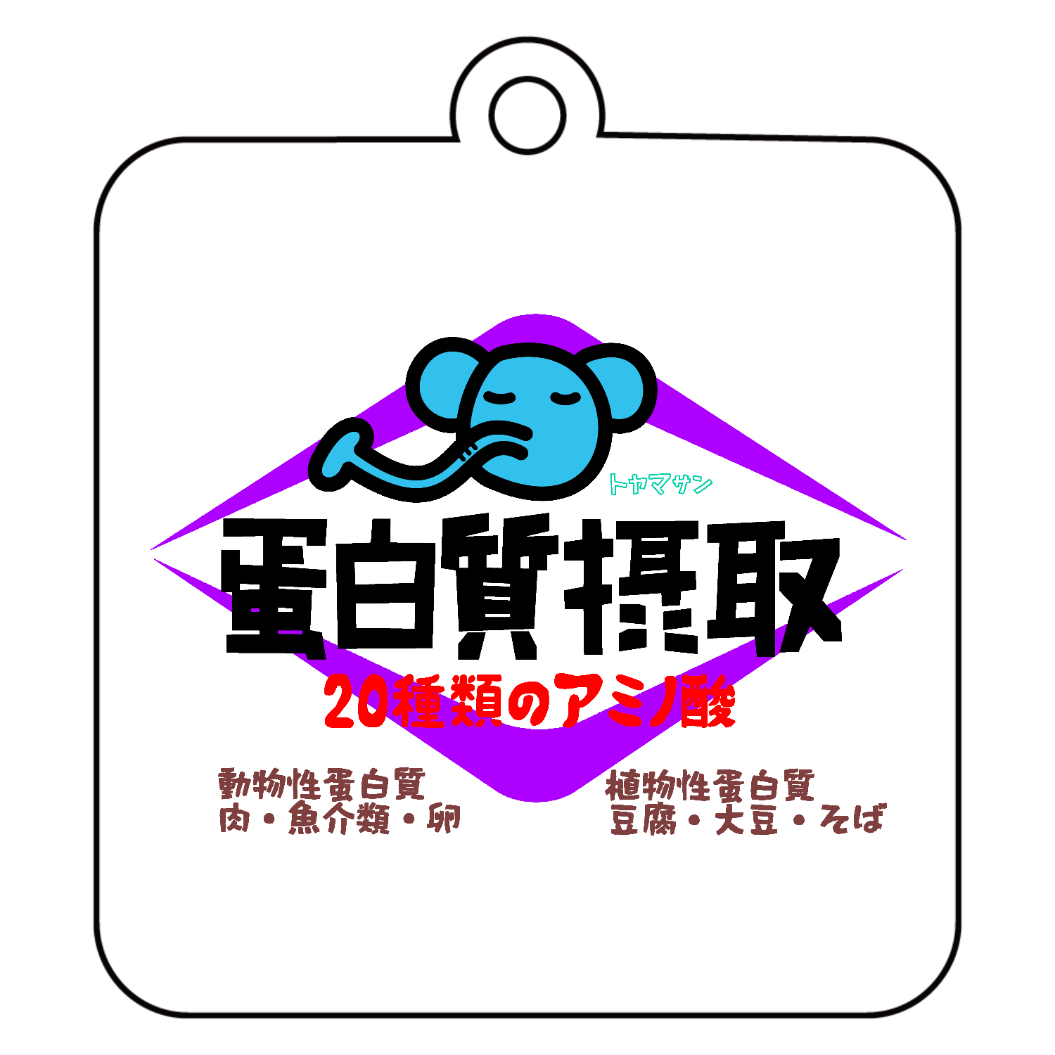 蛋白質摂取アクリルキーホルダー　四角型 (6cm)1